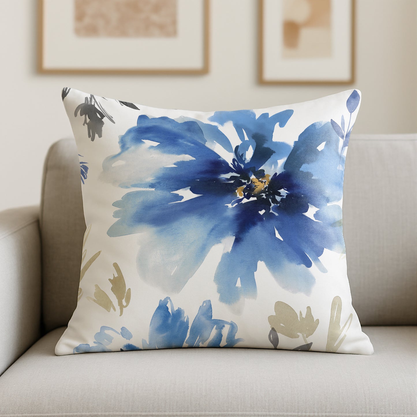 Throw Pillow with Sewn-In Insert | Floral Design