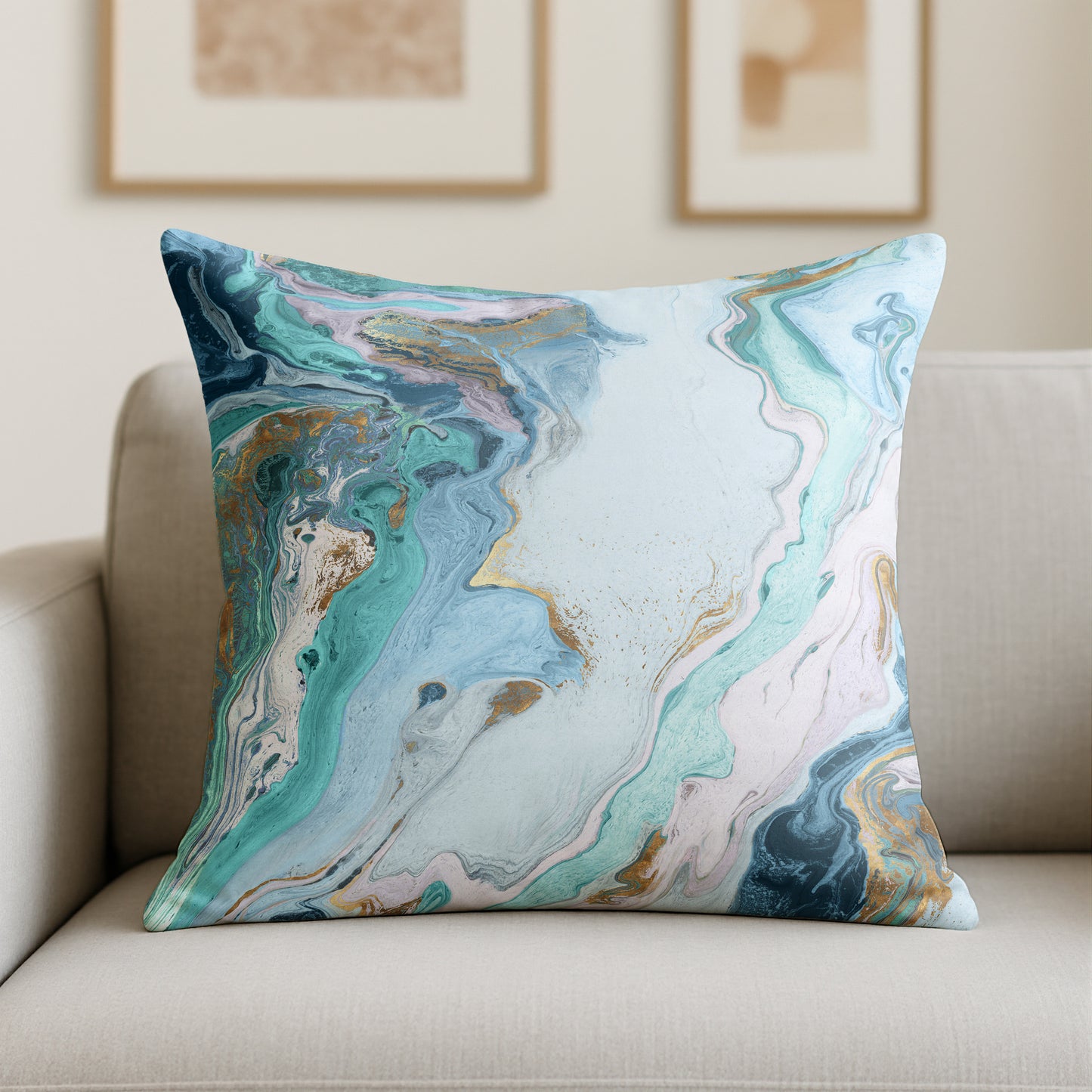 Throw Pillow with Sewn-In Insert | Marble Design