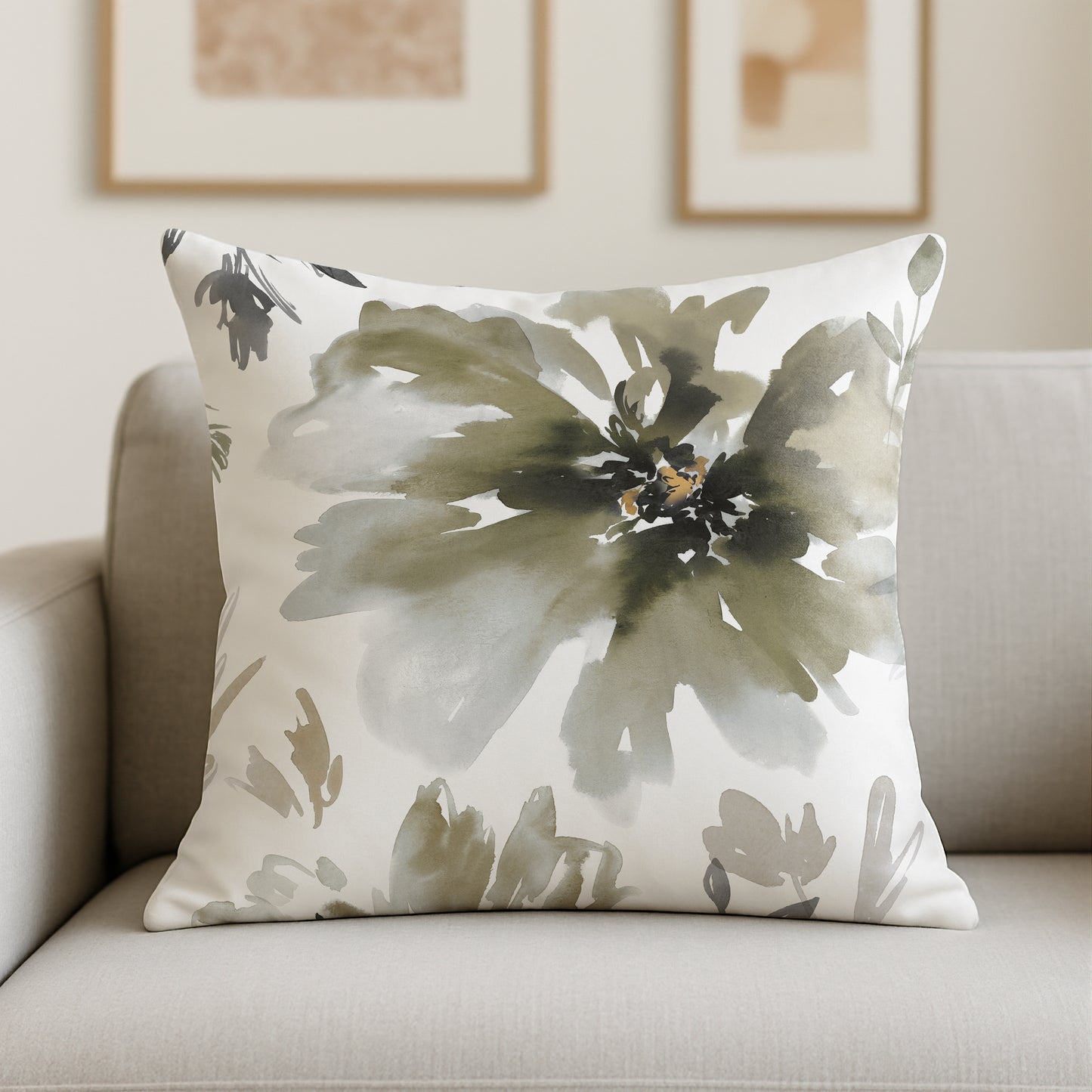 Throw Pillow with Sewn-In Insert | Floral Design