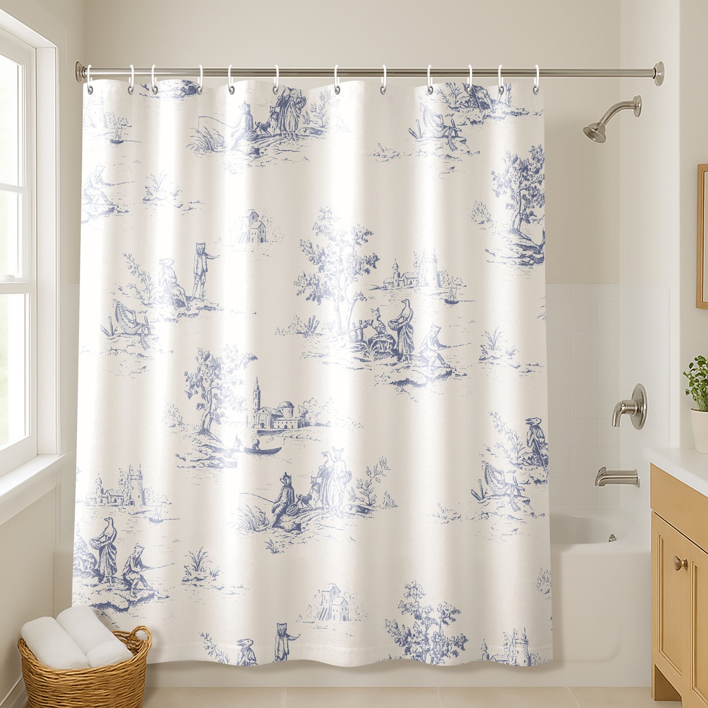 71x74 Shower Curtain with 12 Metal Grommets | Toile-Style
