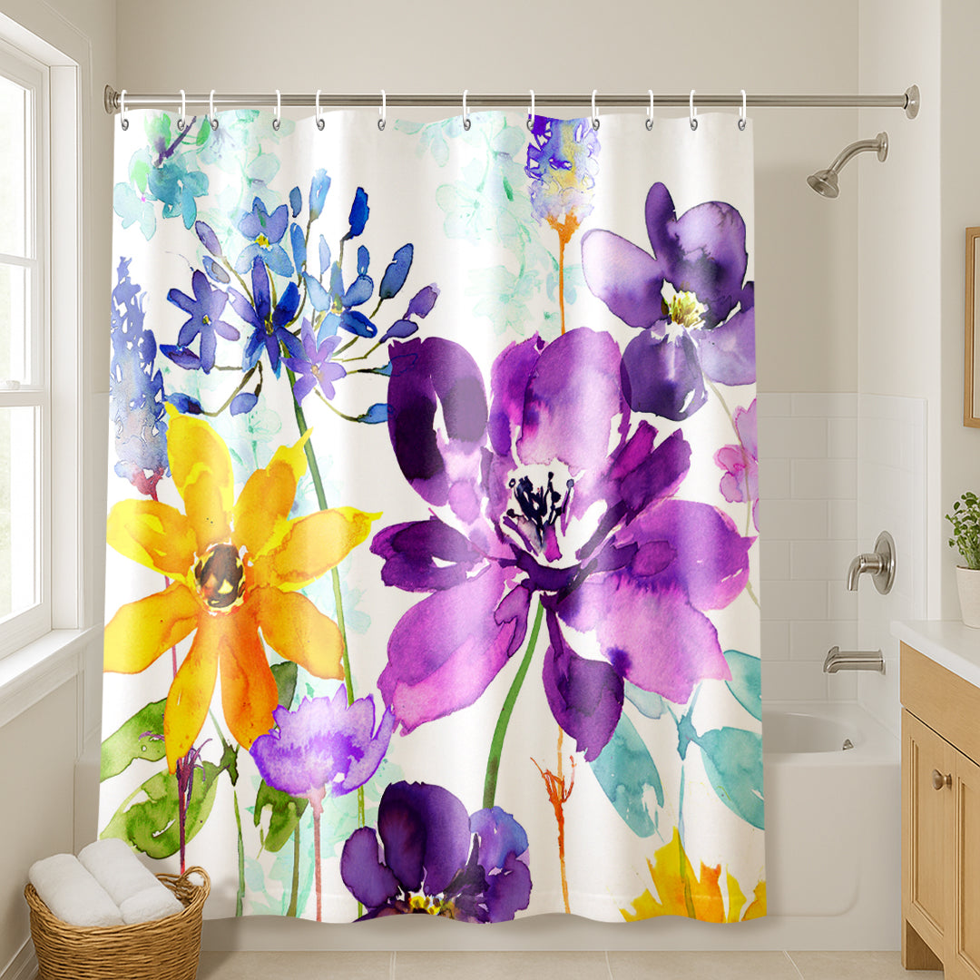 71x74 Floral Shower Curtain with 12 Metal Grommets | Vibrant Design