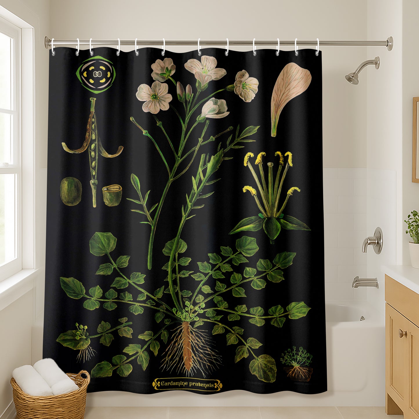 71x74 Botanical Shower Curtain with 12 Metal Grommets | Cuckoo Flower