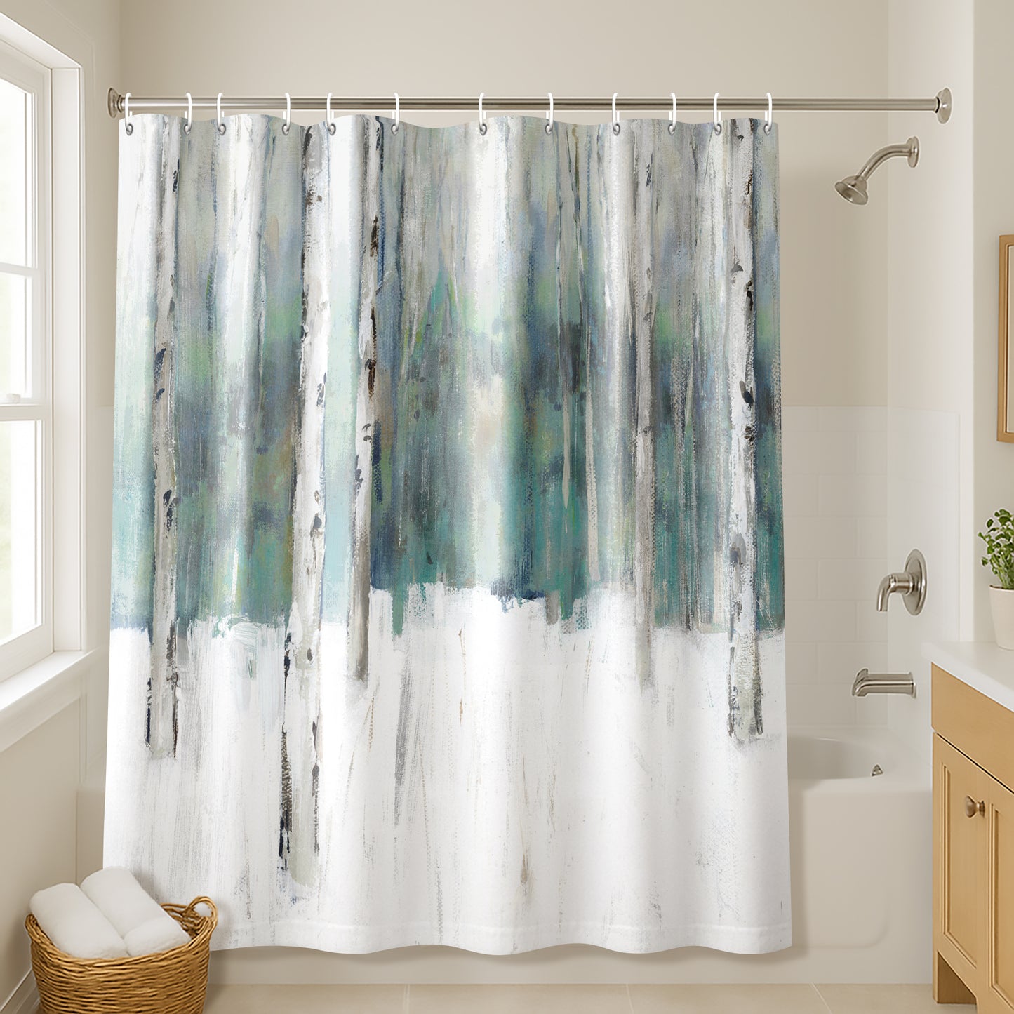 71x74 Abstract Shower Curtain with 12 Metal Grommets | Winters Trail