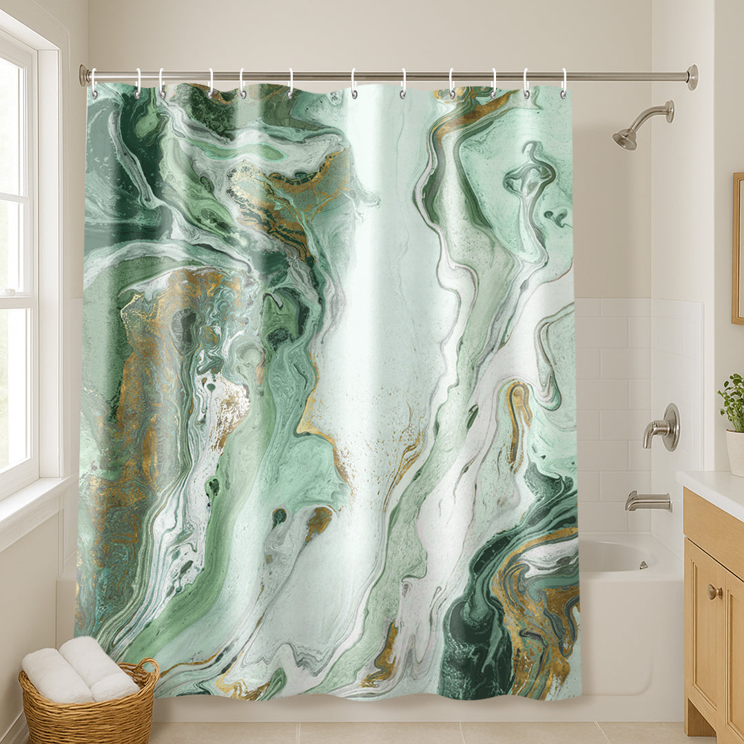71x74 Marble Shower Curtain with 12 Metal Grommets