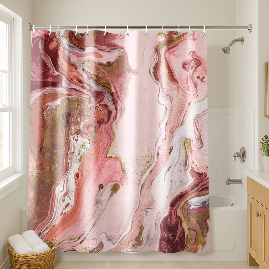 71x74 Marble Shower Curtain with 12 Metal Grommets