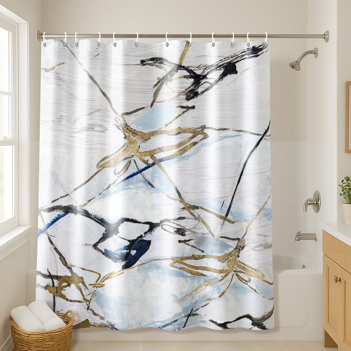 71x74 Abstract Shower Curtain with 12 Metal Grommets | Moonstruck
