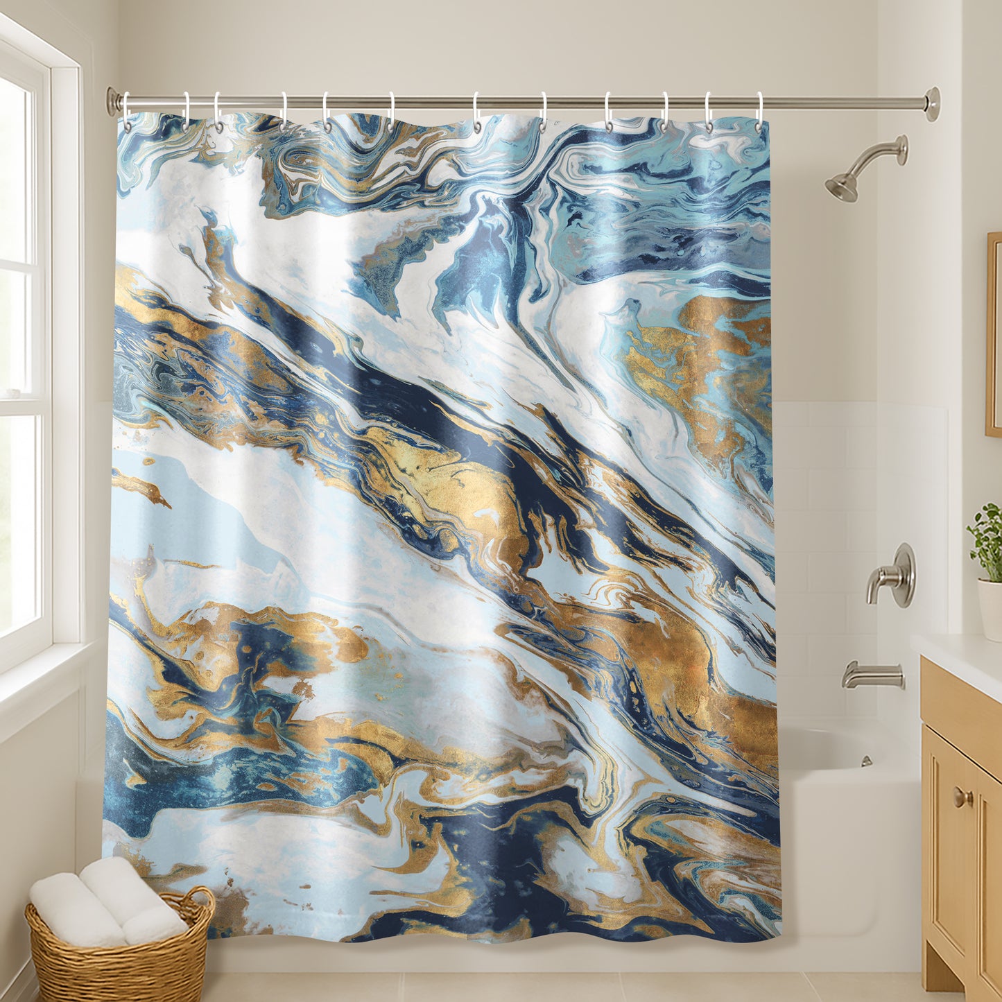 71x74 Abstract Shower Curtain with 12 Metal Grommets | Space Giant