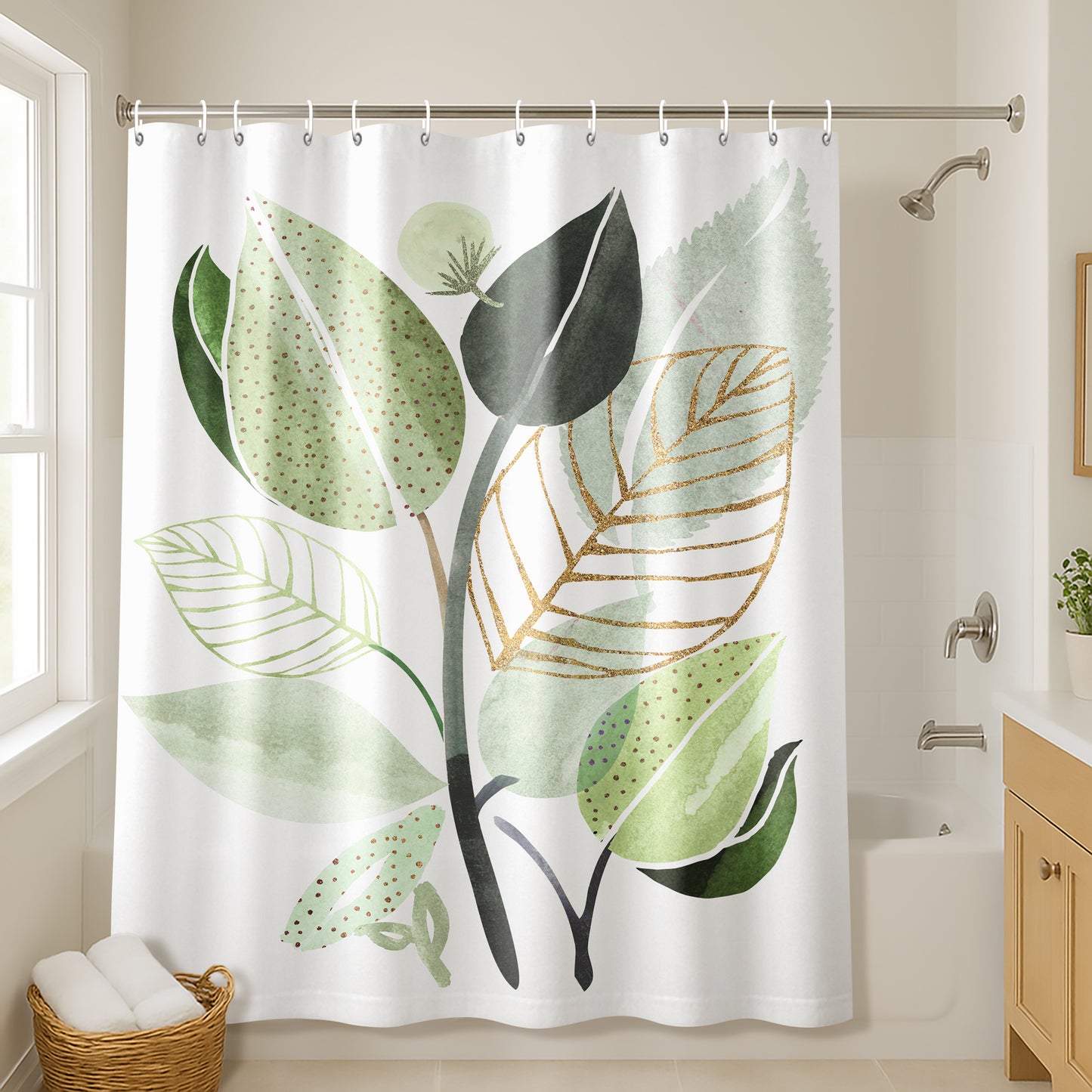 71x74 Shower Curtain with 12 Metal Grommets | Forest Bouquet