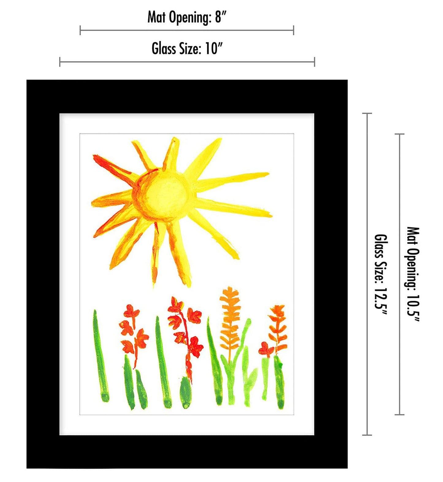 Front Loading Kids Art Frame - 8.5x11 Picture Frame with Mat and 10x12.5 Without Mat