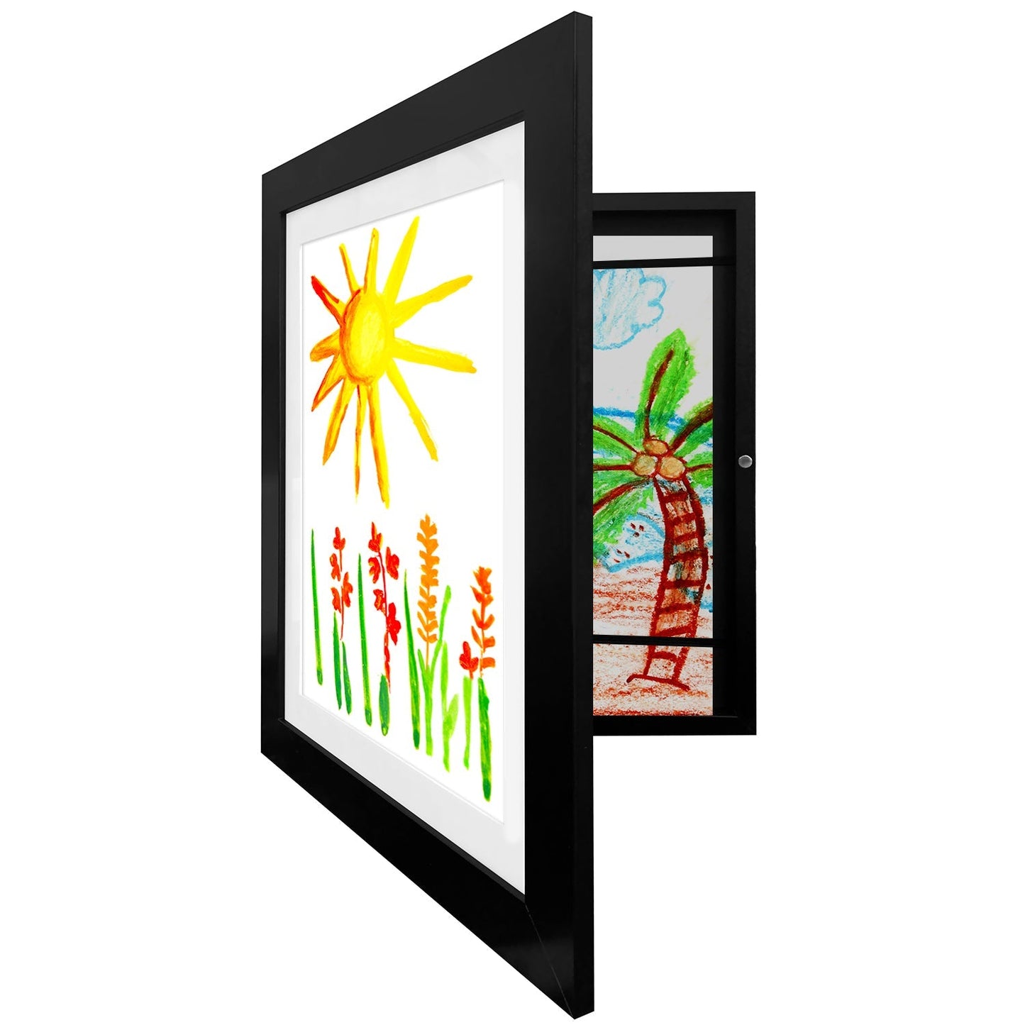 Americanflat Kids Art Frame 10x12.5 inches with 8.5x11 inches Mat - Composite Wood And Glass - Holds 100 Artworks