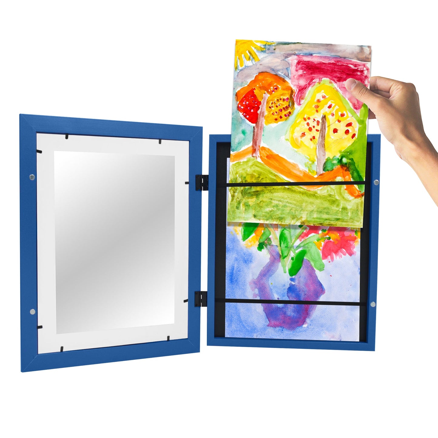 Front Loading Kids Art Frame - 8.5x11 Picture Frame with Mat and 10x12.5 Without Mat