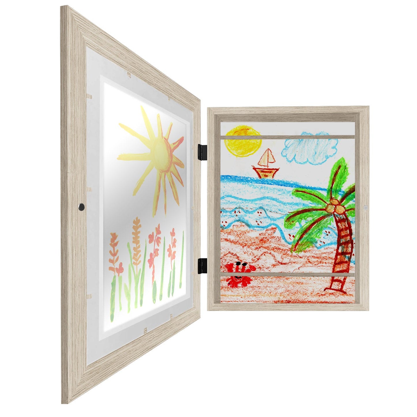 Americanflat Kids Art Frame 10x12.5 inches with 8.5x11 inches Mat - Composite Wood And Glass - Holds 100 Artworks