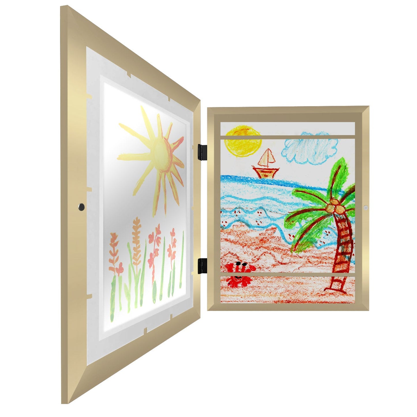 Americanflat Kids Art Frame 10x12.5 inches with 8.5x11 inches Mat - Composite Wood And Glass - Holds 100 Artworks
