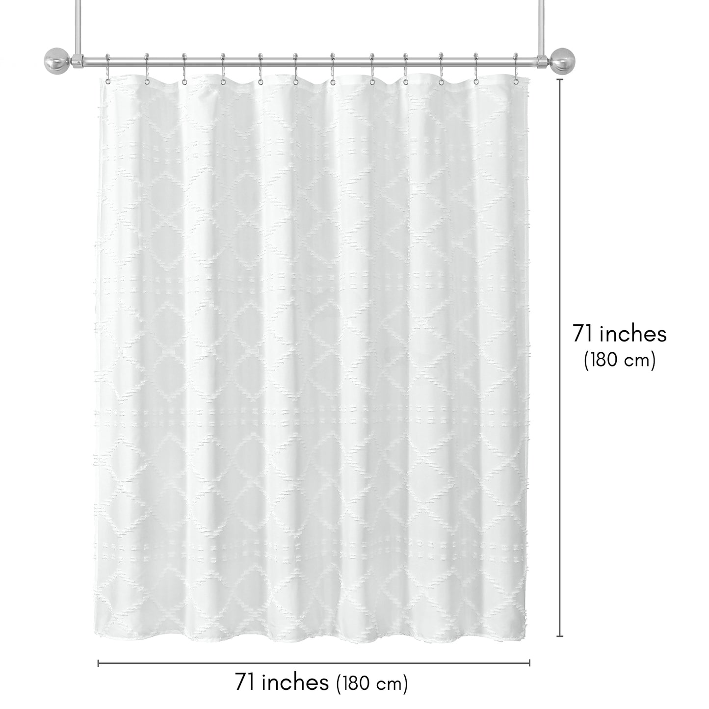 Americanflat 71x71 Woven Shower Curtain with Tassel Accents - Includes 12 Grommets and Hooks - 100% Polyester