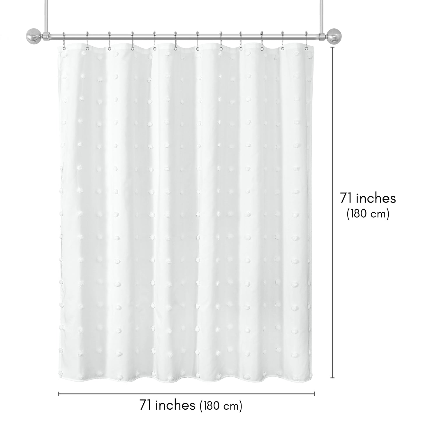 Americanflat 71x71 Woven Shower Curtain with Tassel Accents - Includes 12 Grommets and Hooks - 100% Polyester