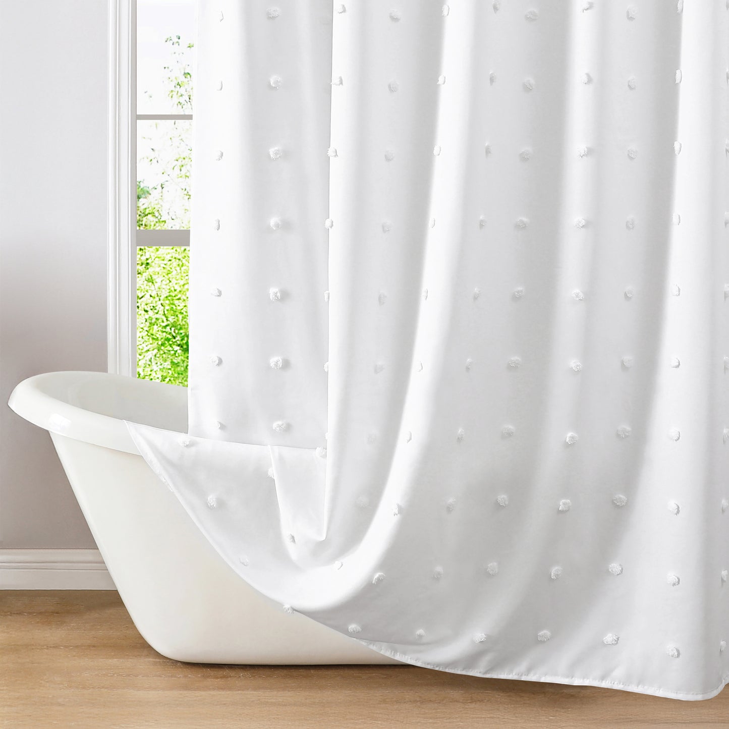 Americanflat 71x71 Woven Shower Curtain with Tassel Accents - Includes 12 Grommets and Hooks - 100% Polyester