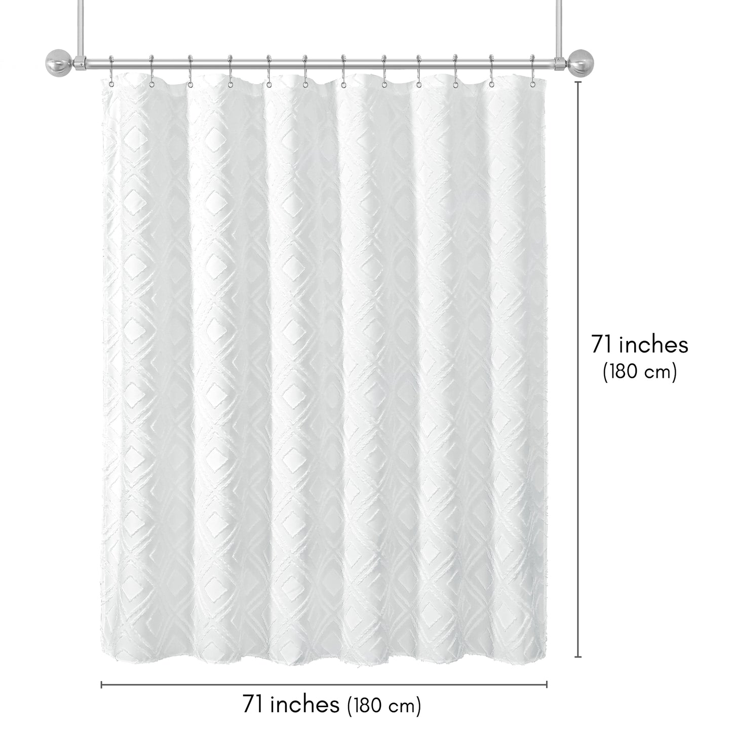 Americanflat 71x71 Woven Shower Curtain with Tassel Accents - Includes 12 Grommets and Hooks - 100% Polyester