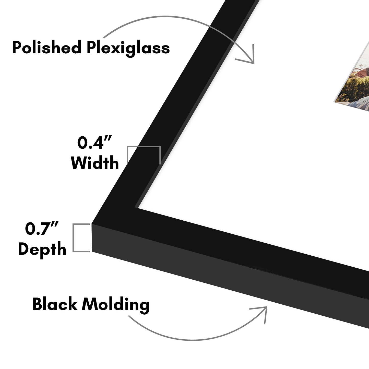 Americanflat Picture Frame with Mat | Polished Plexiglass | Slim Molding