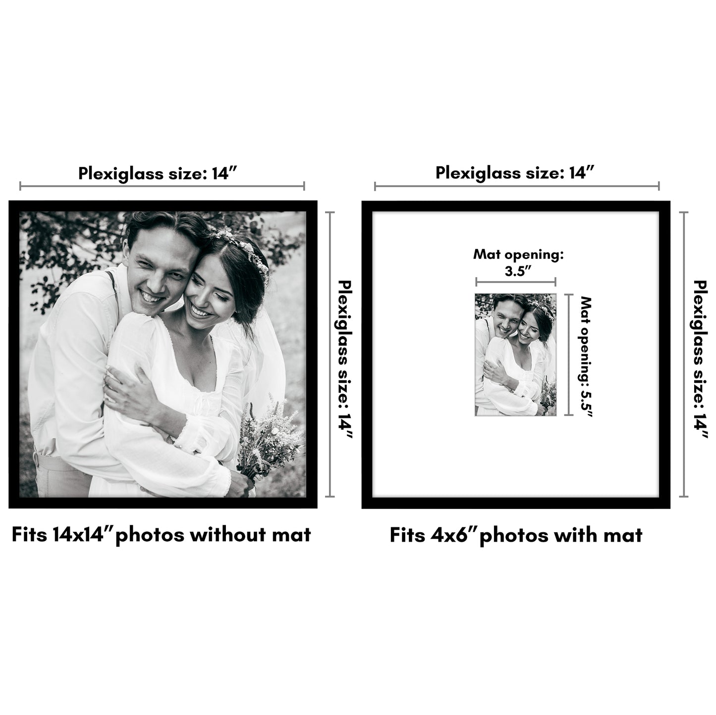 Americanflat Picture Frame with Mat | Polished Plexiglass | Slim Molding