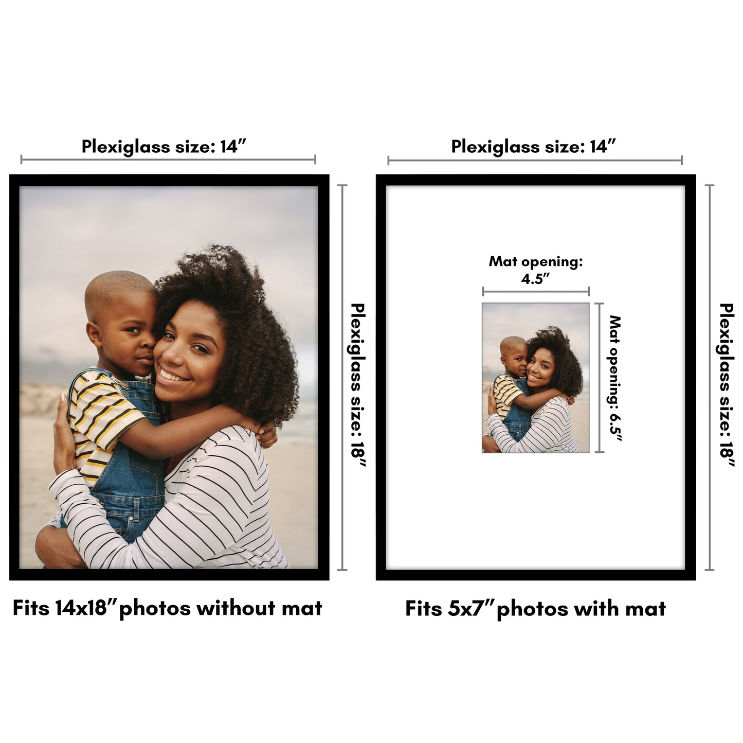 Americanflat Picture Frame with Mat | Polished Plexiglass | Slim Molding