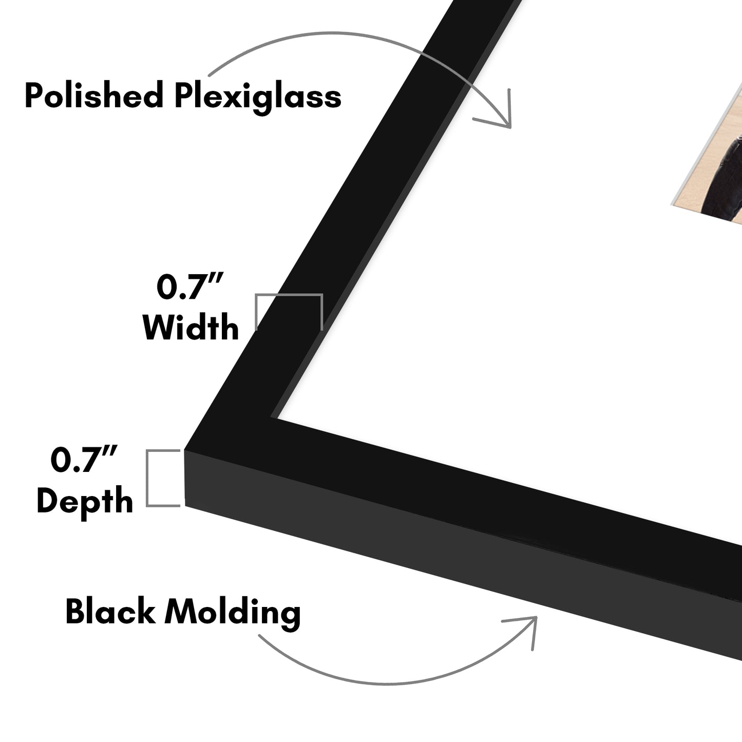 Americanflat Picture Frame with Mat | Polished Plexiglass | Slim Molding