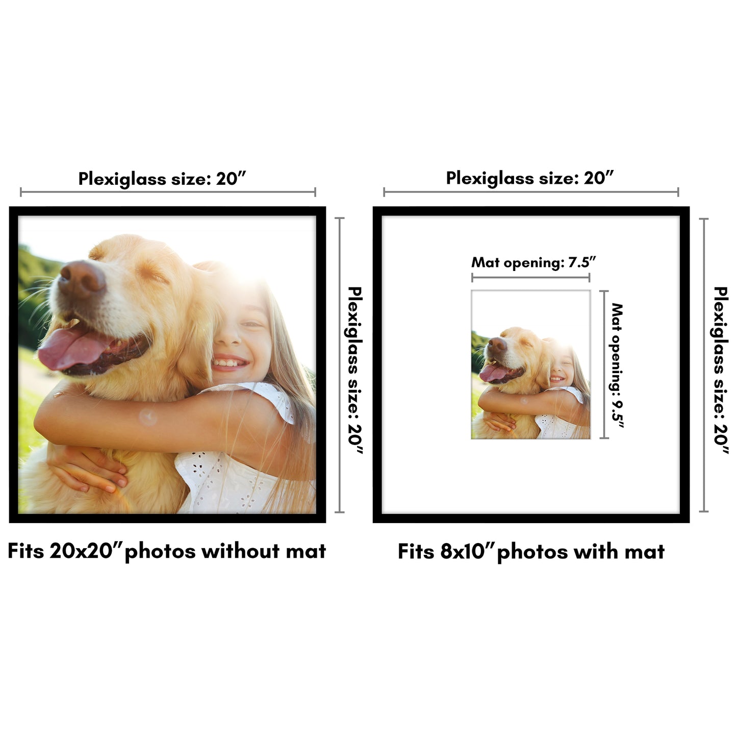 Americanflat Picture Frame with Mat | Polished Plexiglass | Slim Molding