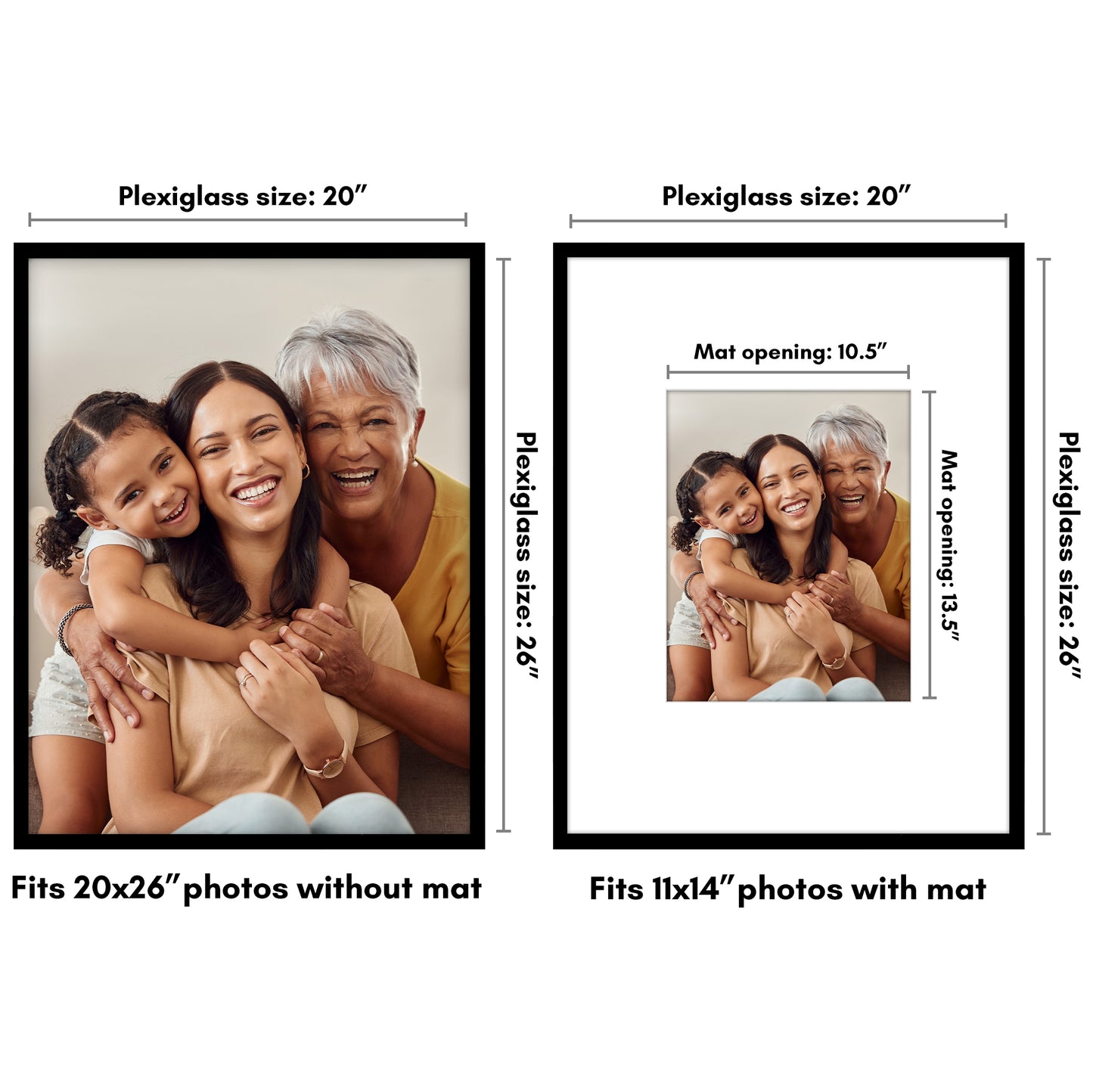 Americanflat Picture Frame with Mat | Polished Plexiglass | Slim Molding