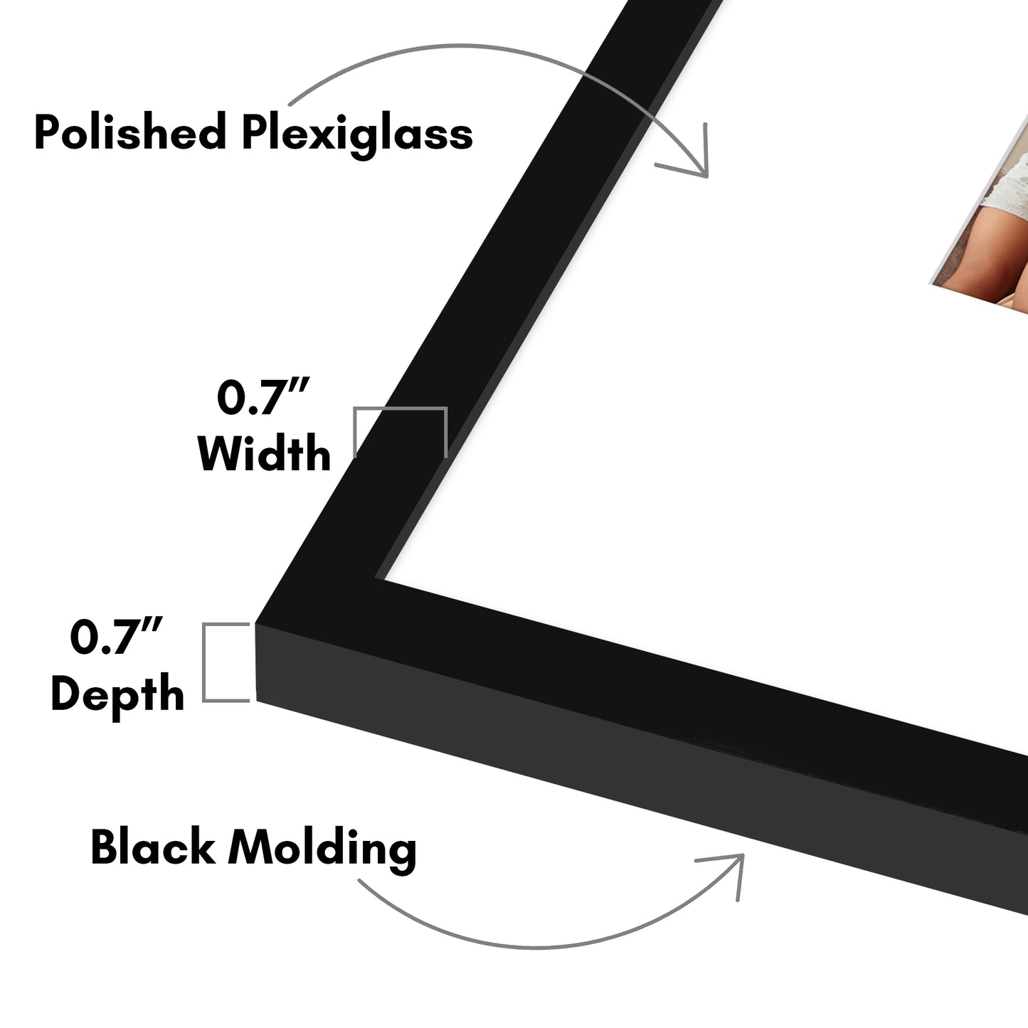 Americanflat Picture Frame with Mat | Polished Plexiglass | Slim Molding