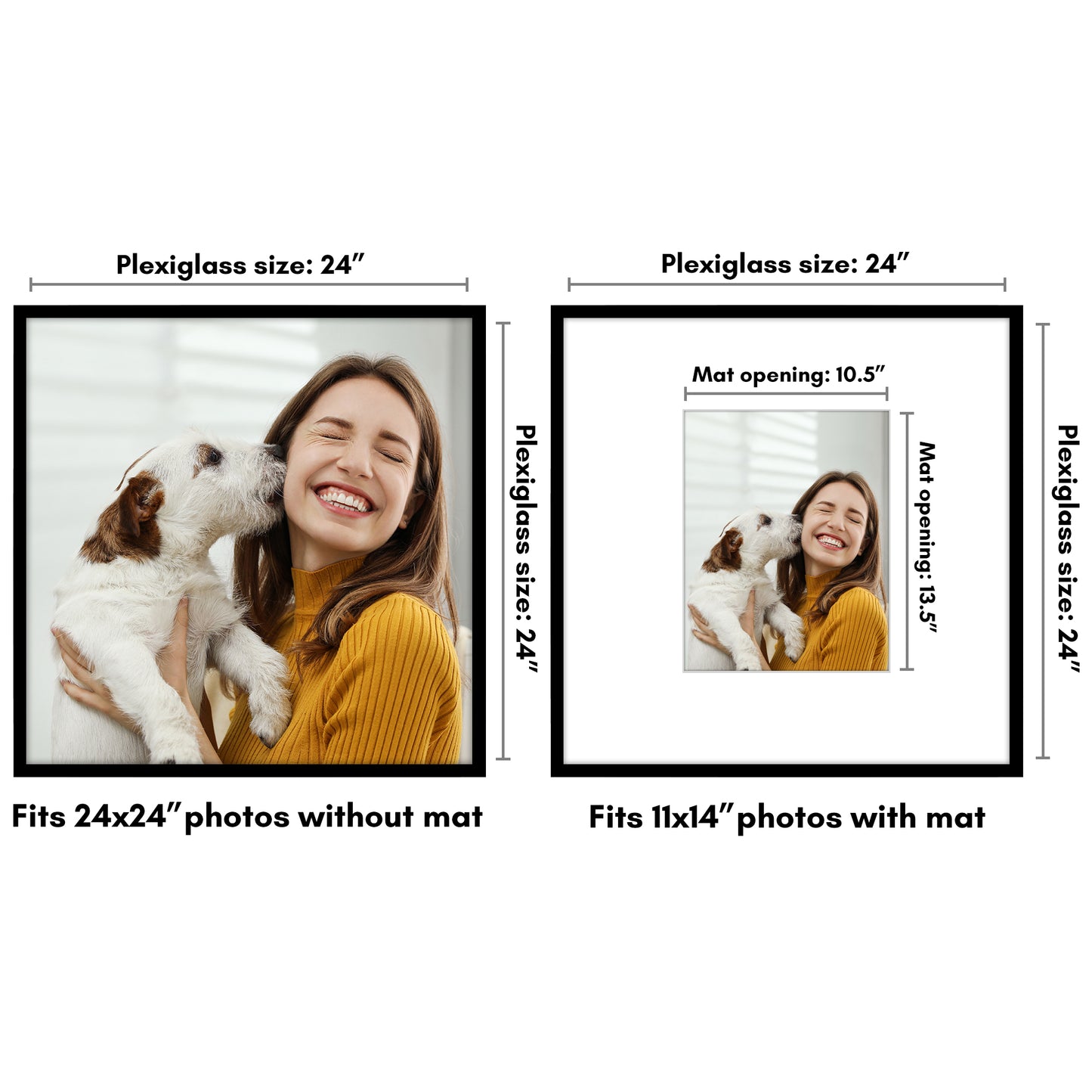 Americanflat Picture Frame with Mat | Polished Plexiglass | Slim Molding