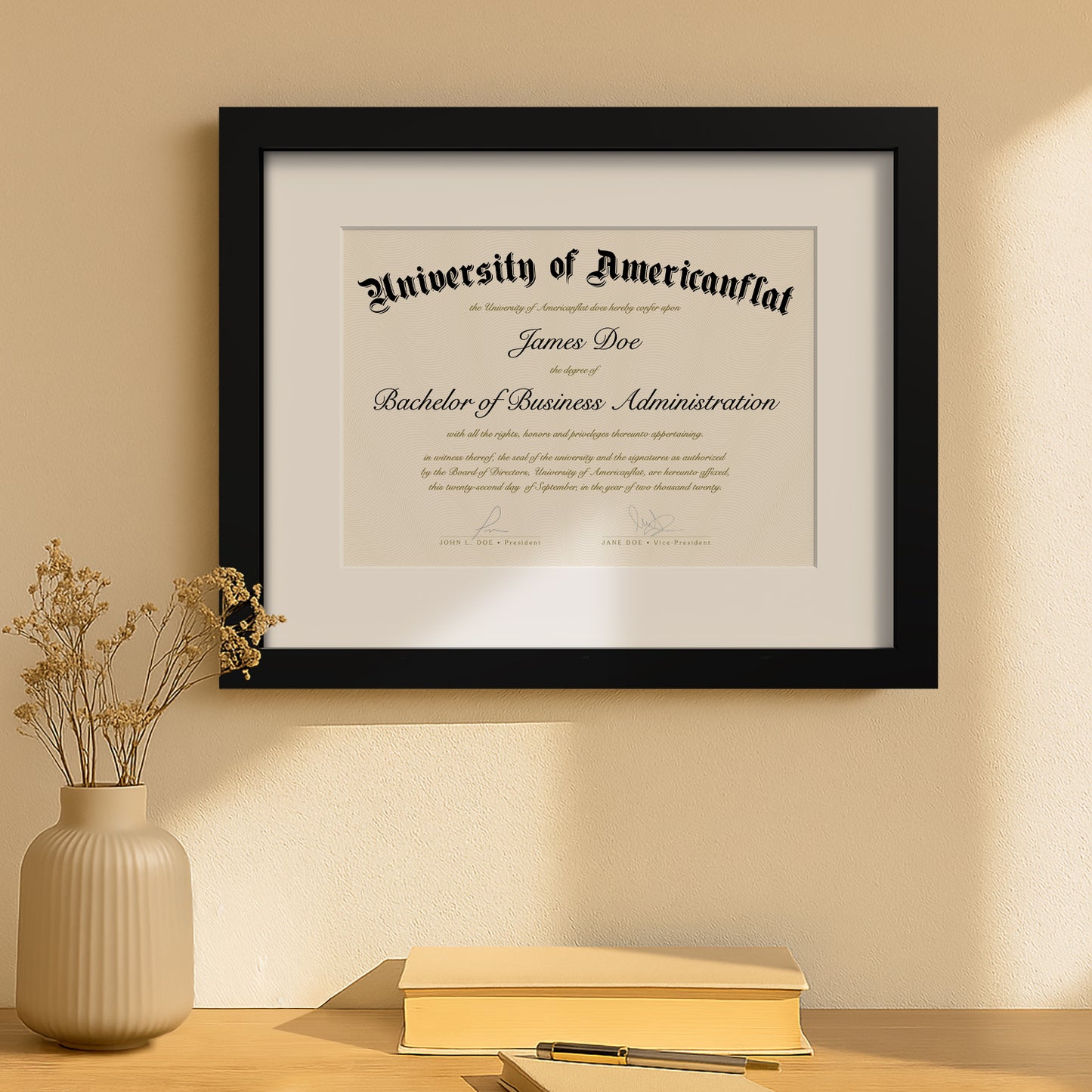 Americanflat Diploma Frame with Mat | Shatter-Resistant Glass | Classic Molding