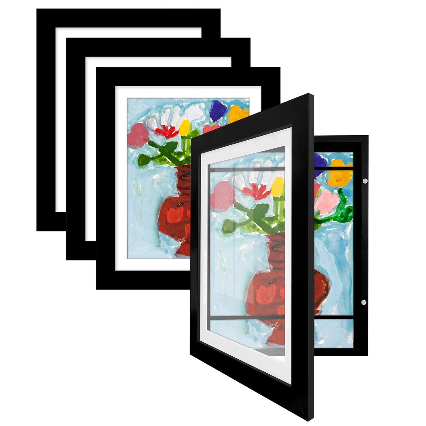 Americanflat Kids Art Frame with Mat | Set of 4 | Holds up to 100 Artworks