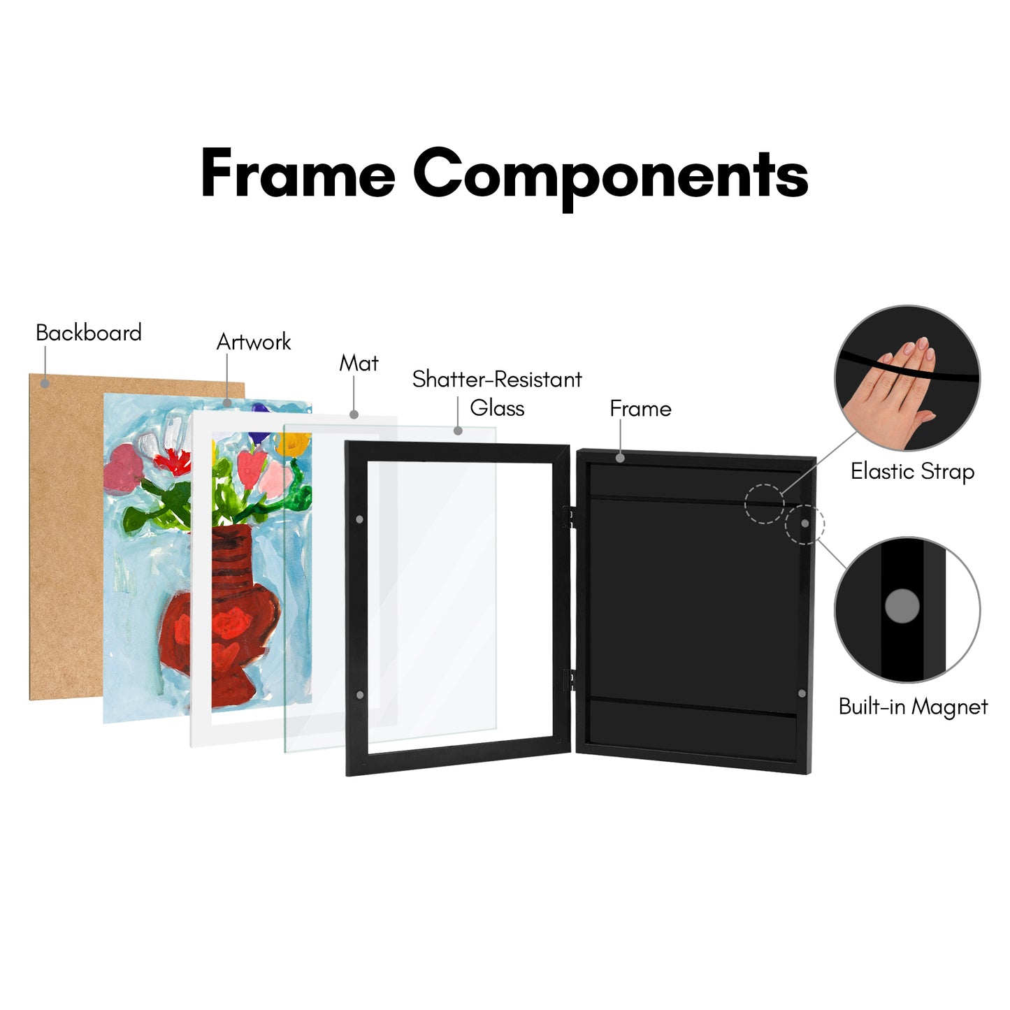 Americanflat Kids Art Frame with Mat | Set of 4 | Holds up to 100 Artworks