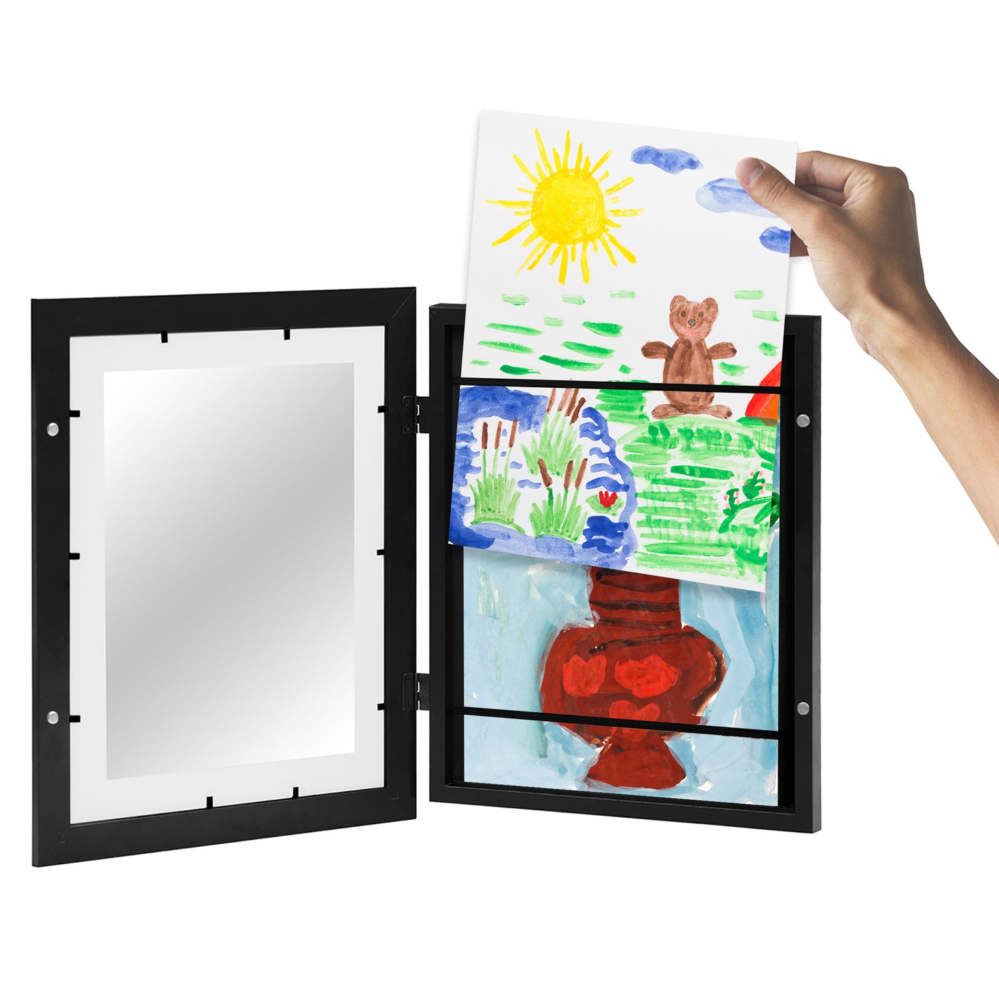 Americanflat Kids Art Frame with Mat | Set of 4 | Holds up to 100 Artworks