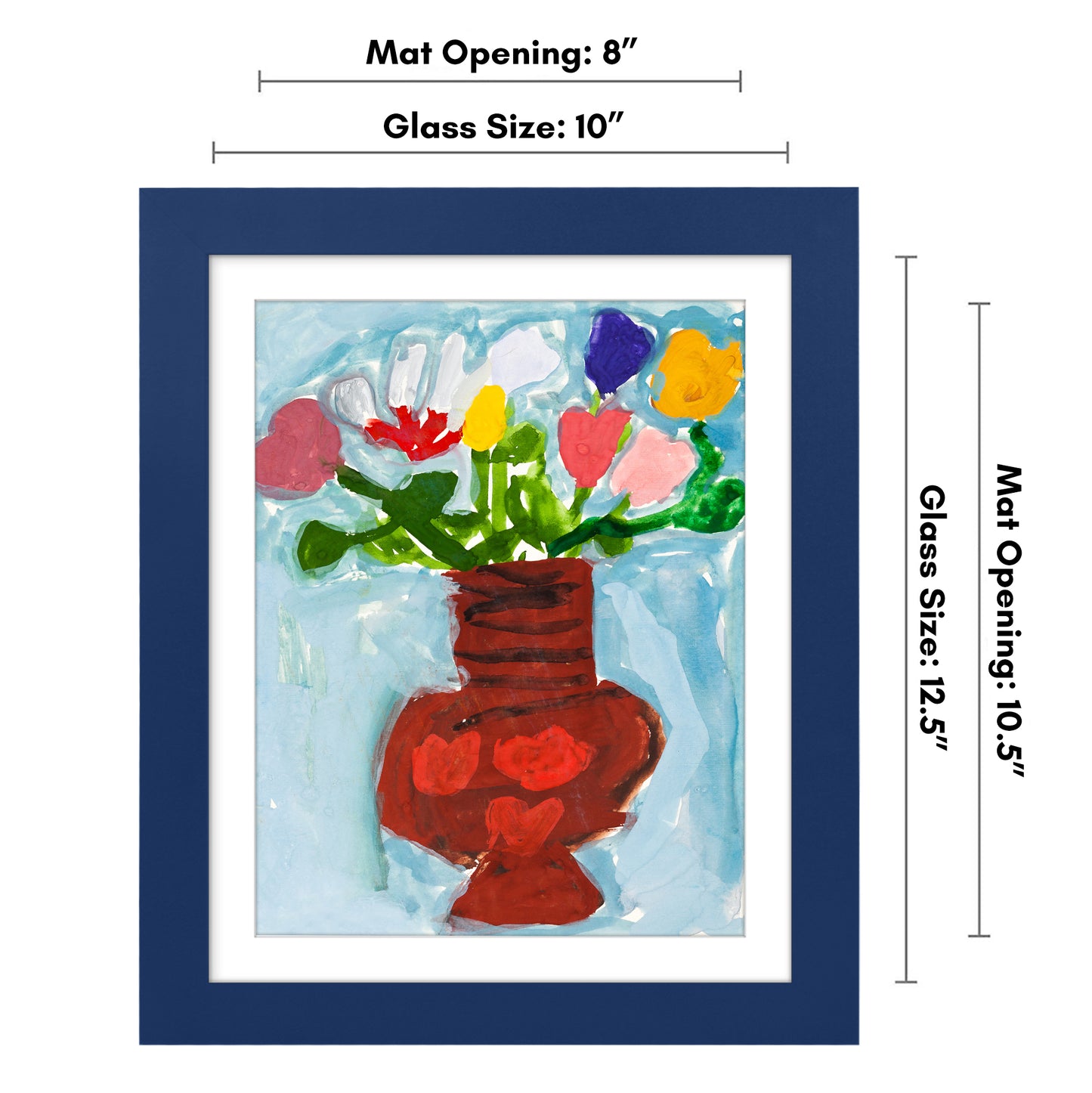 Americanflat Kids Art Frame 10x12.5 inches with 8.5x11 inches Mat - Composite Wood And Glass - Holds 100 Artworks