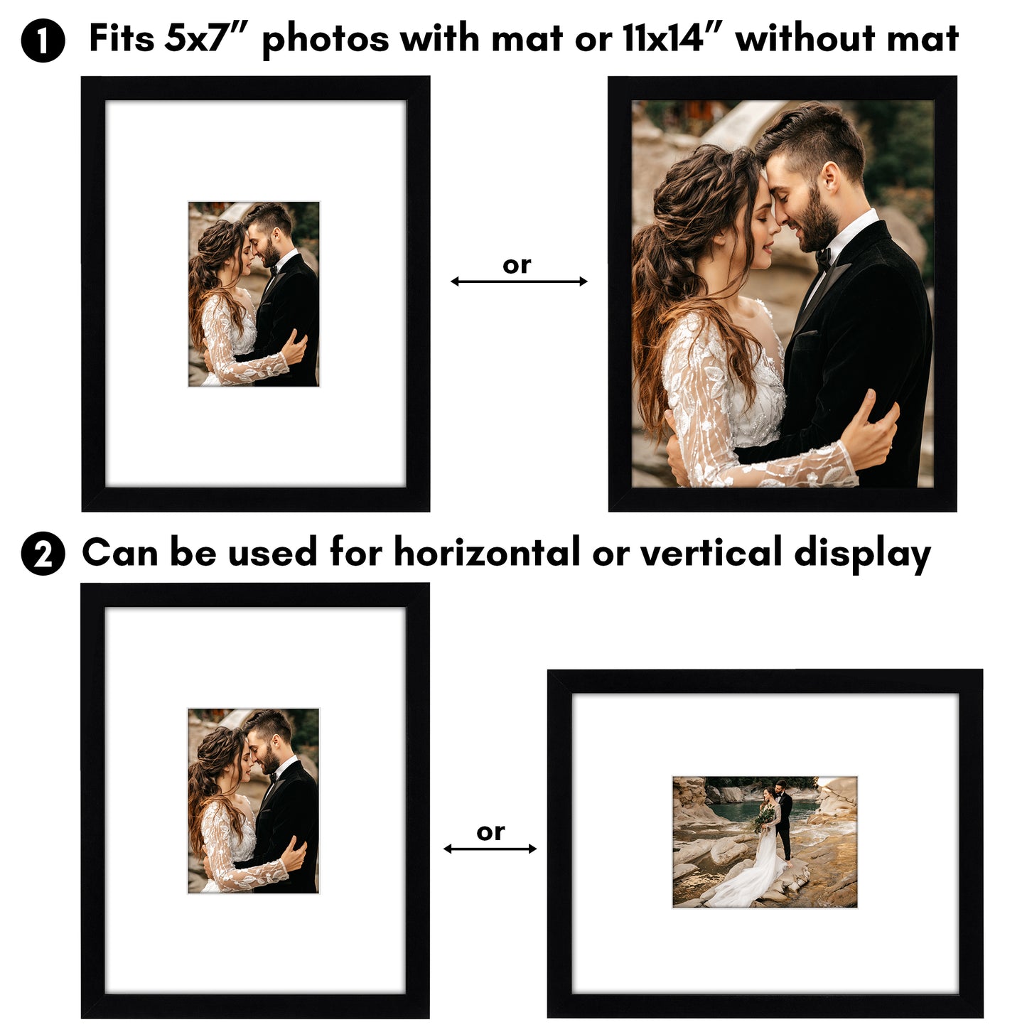 Americanflat Picture Frame with Mat | Shatter-Resistant Glass | Classic Molding