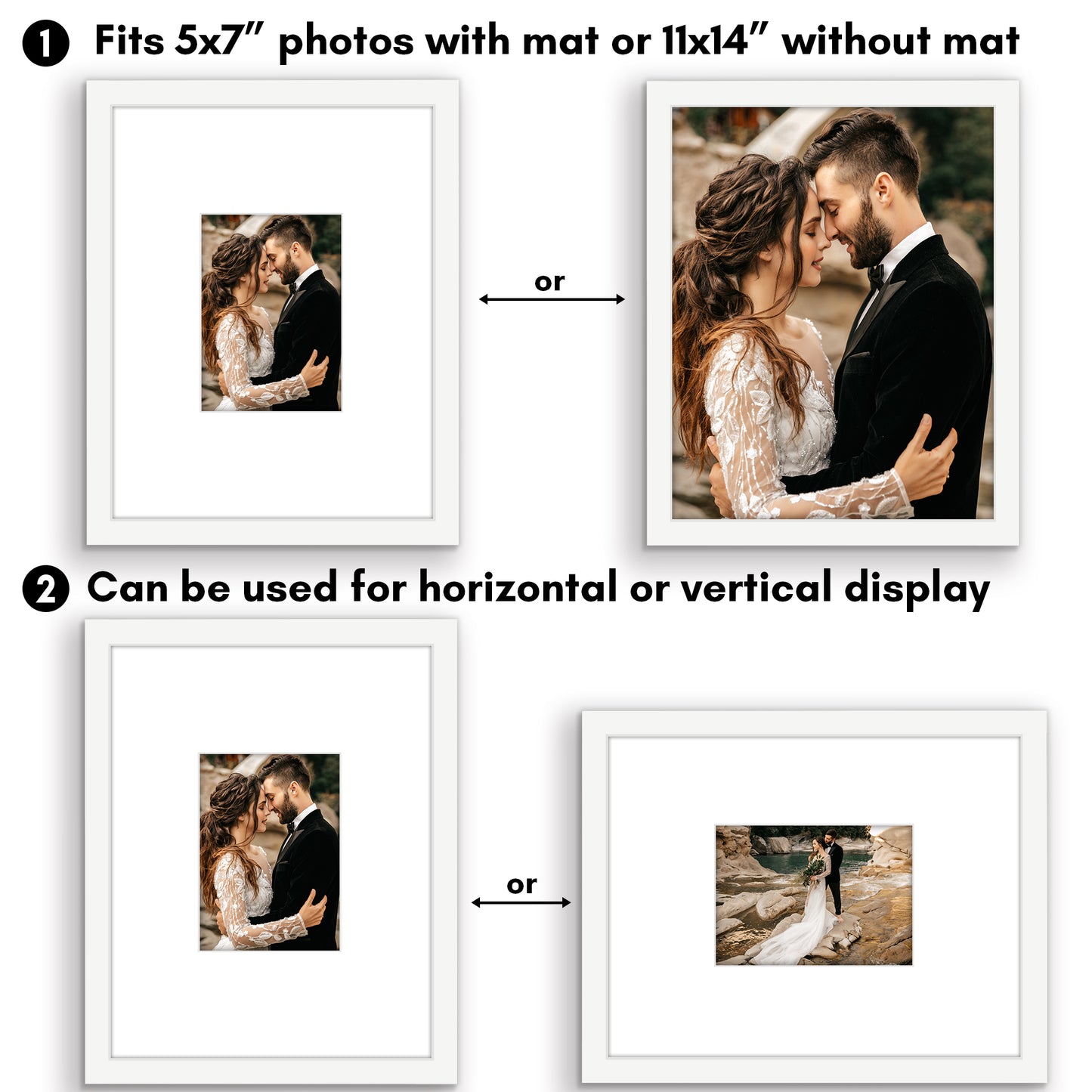 Americanflat Picture Frame with Mat | Shatter-Resistant Glass | Classic Molding