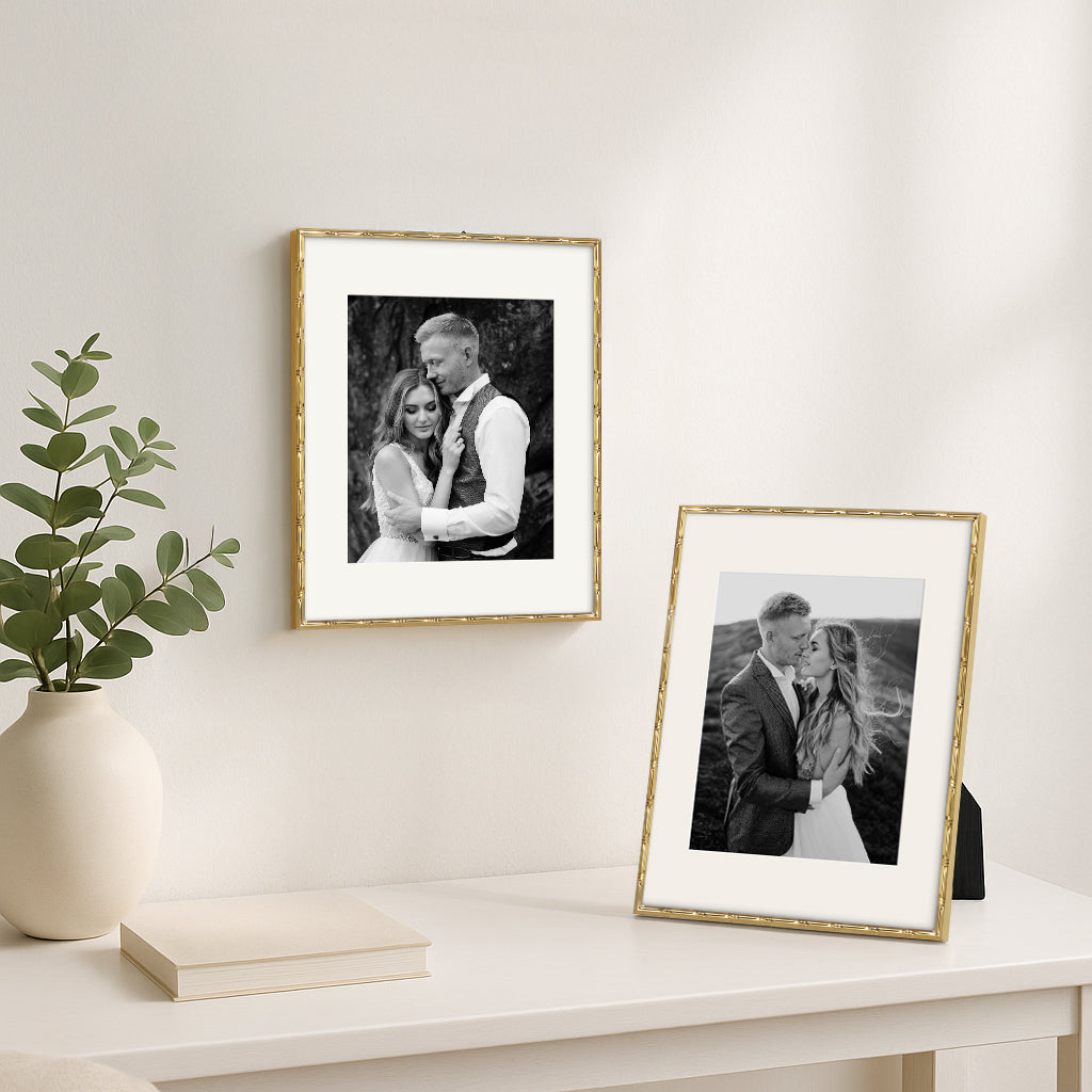 Americanflat Picture Frame with Mat | Bamboo-Style Molding | Shatter-Resistant Glass