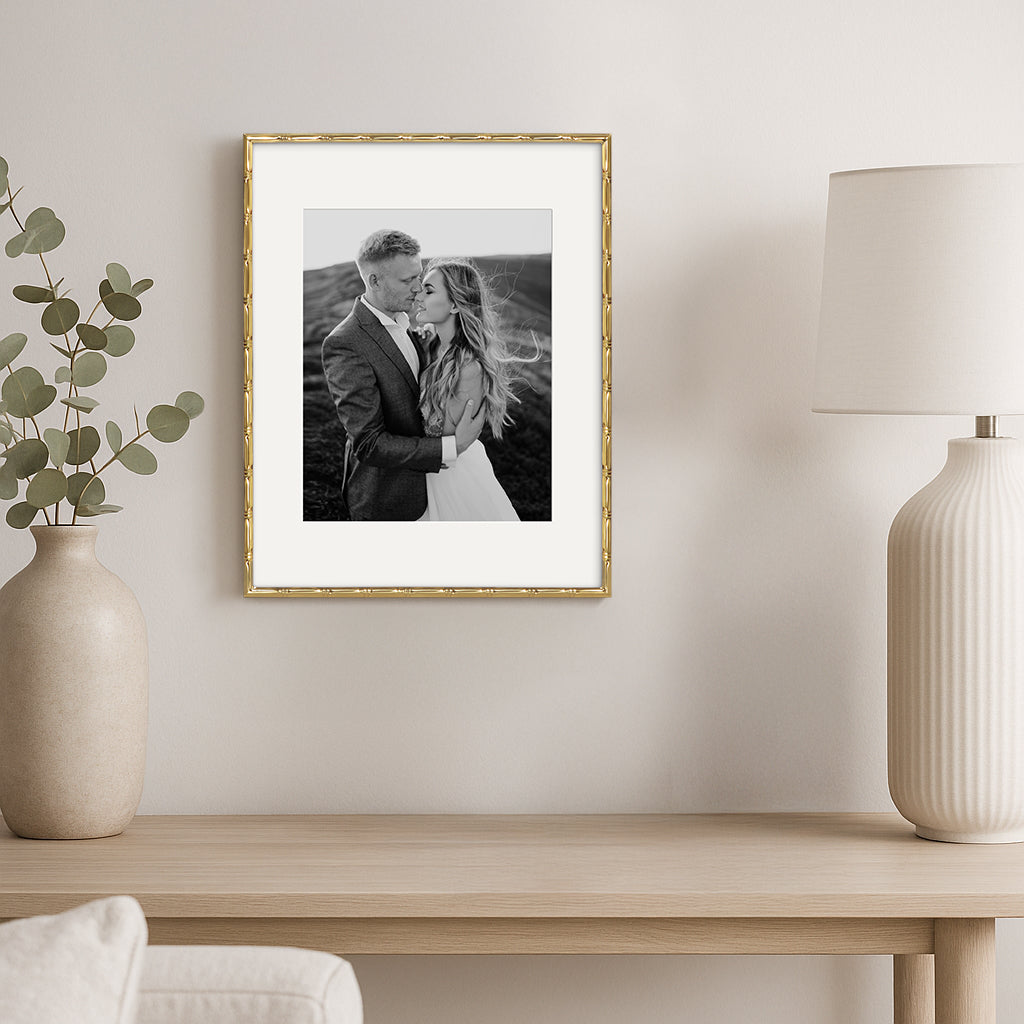 Americanflat Picture Frame with Mat | Bamboo-Style Molding | Shatter-Resistant Glass