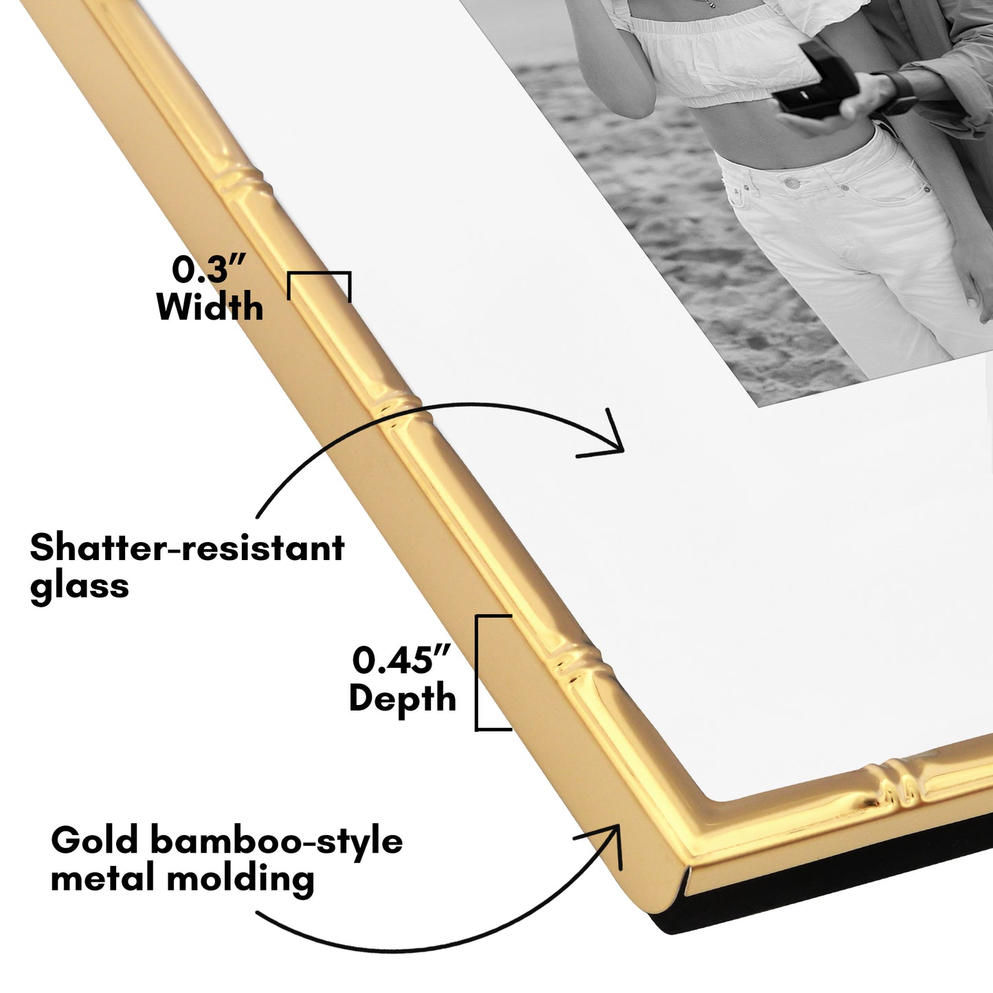 Americanflat Picture Frame with Bamboo-Style Molding and Shatter-Resistant Glass and Mat - Gallery Style Frames for Tabletop or Wall Display