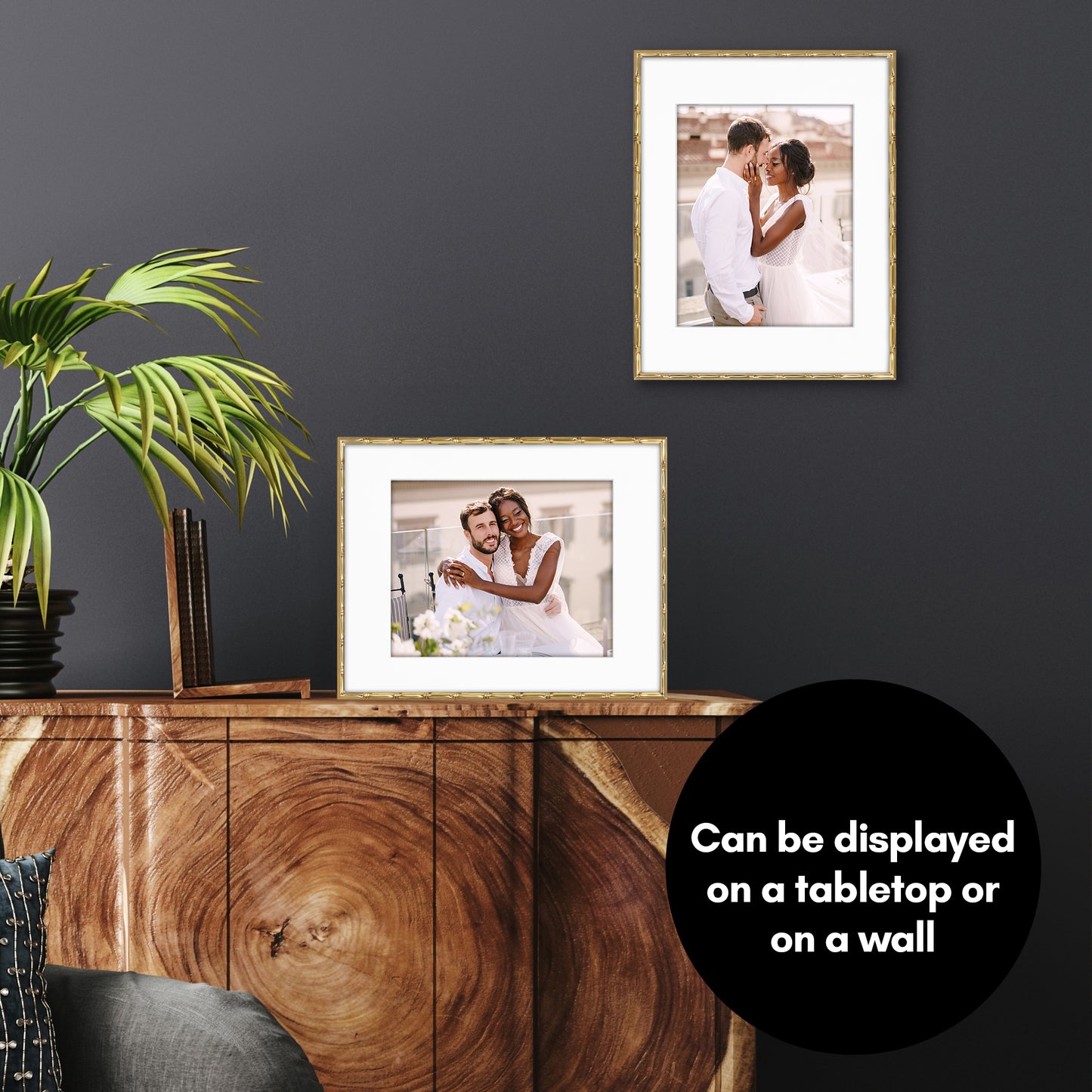 Americanflat Picture Frame with Bamboo-Style Molding and Shatter-Resistant Glass and Mat - Gallery Style Frames for Tabletop or Wall Display