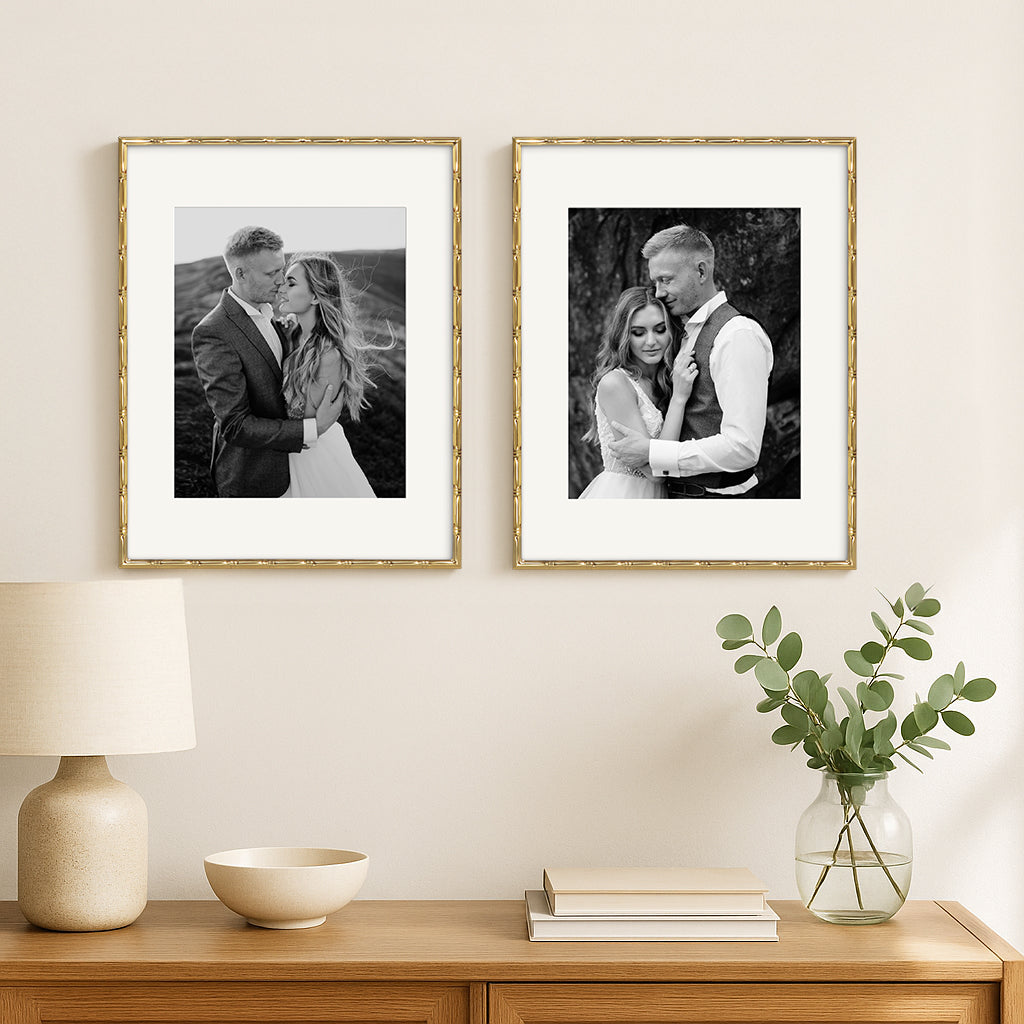 Americanflat Picture Frame with Mat | Bamboo-Style Molding | Shatter-Resistant Glass