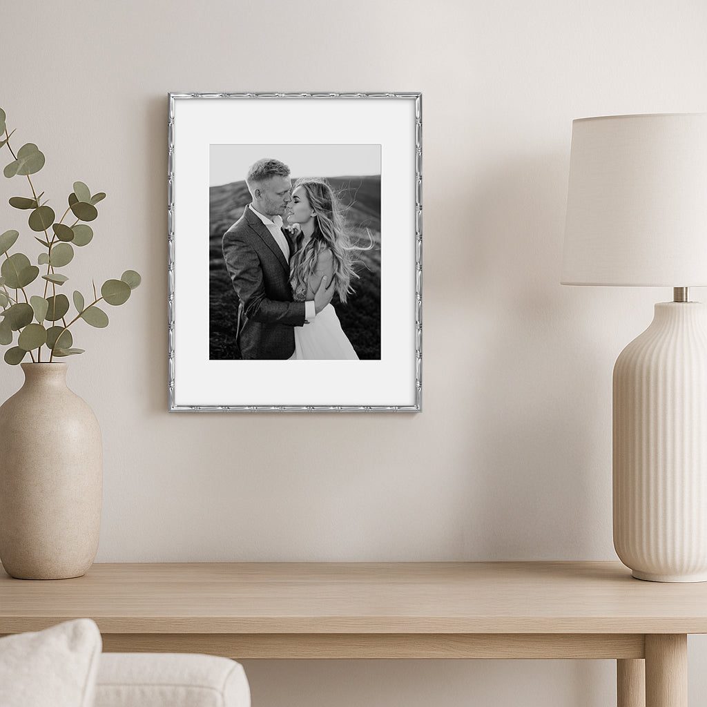 Americanflat Picture Frame with Mat | Bamboo-Style Molding | Shatter-Resistant Glass