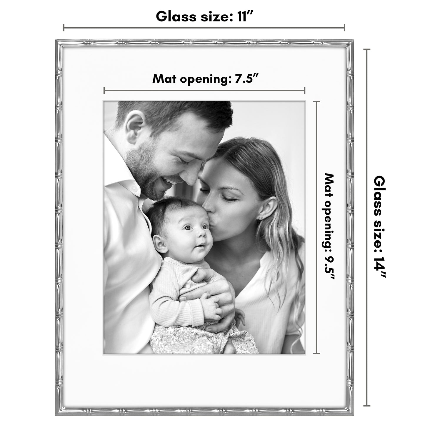 Americanflat Picture Frame with Bamboo-Style Molding and Shatter-Resistant Glass and Mat - Gallery Style Frames for Tabletop or Wall Display