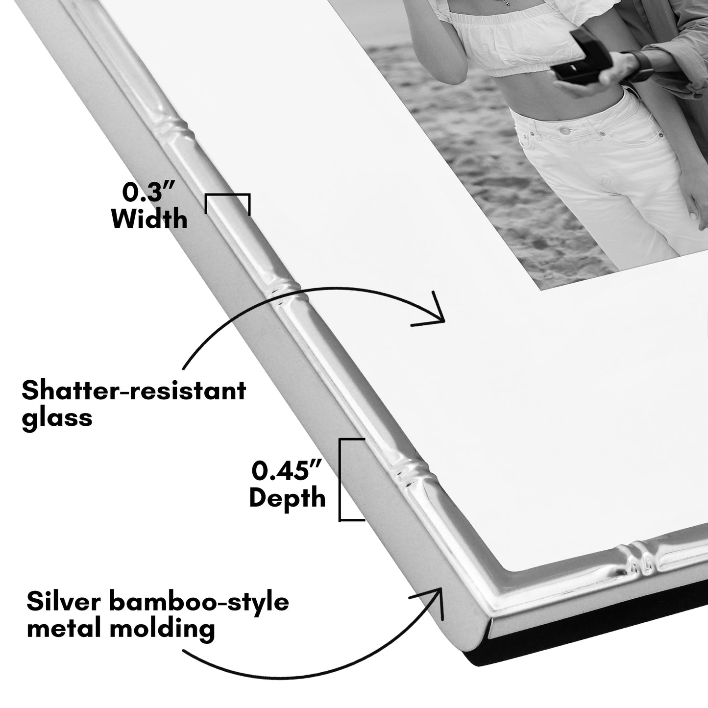 Americanflat Picture Frame with Bamboo-Style Molding and Shatter-Resistant Glass and Mat - Gallery Style Frames for Tabletop or Wall Display