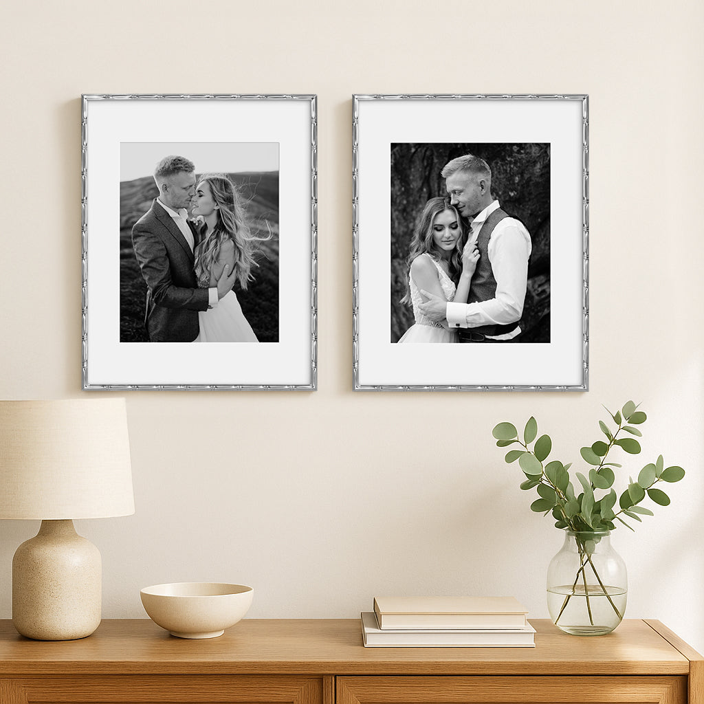Americanflat Picture Frame with Mat | Bamboo-Style Molding | Shatter-Resistant Glass