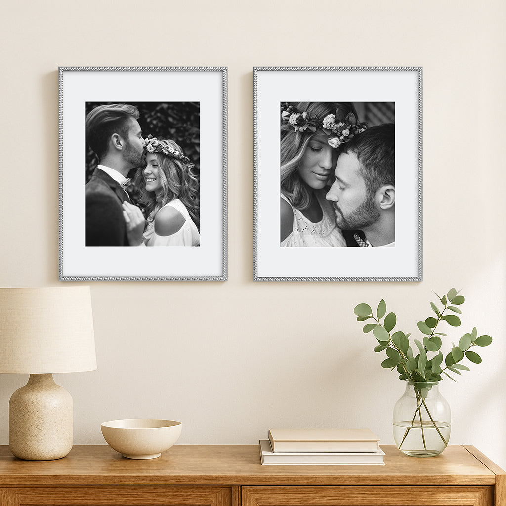 Americanflat Picture Frame with Mat | Rope-Style Textured Detailing | Shatter-Resistant Glass