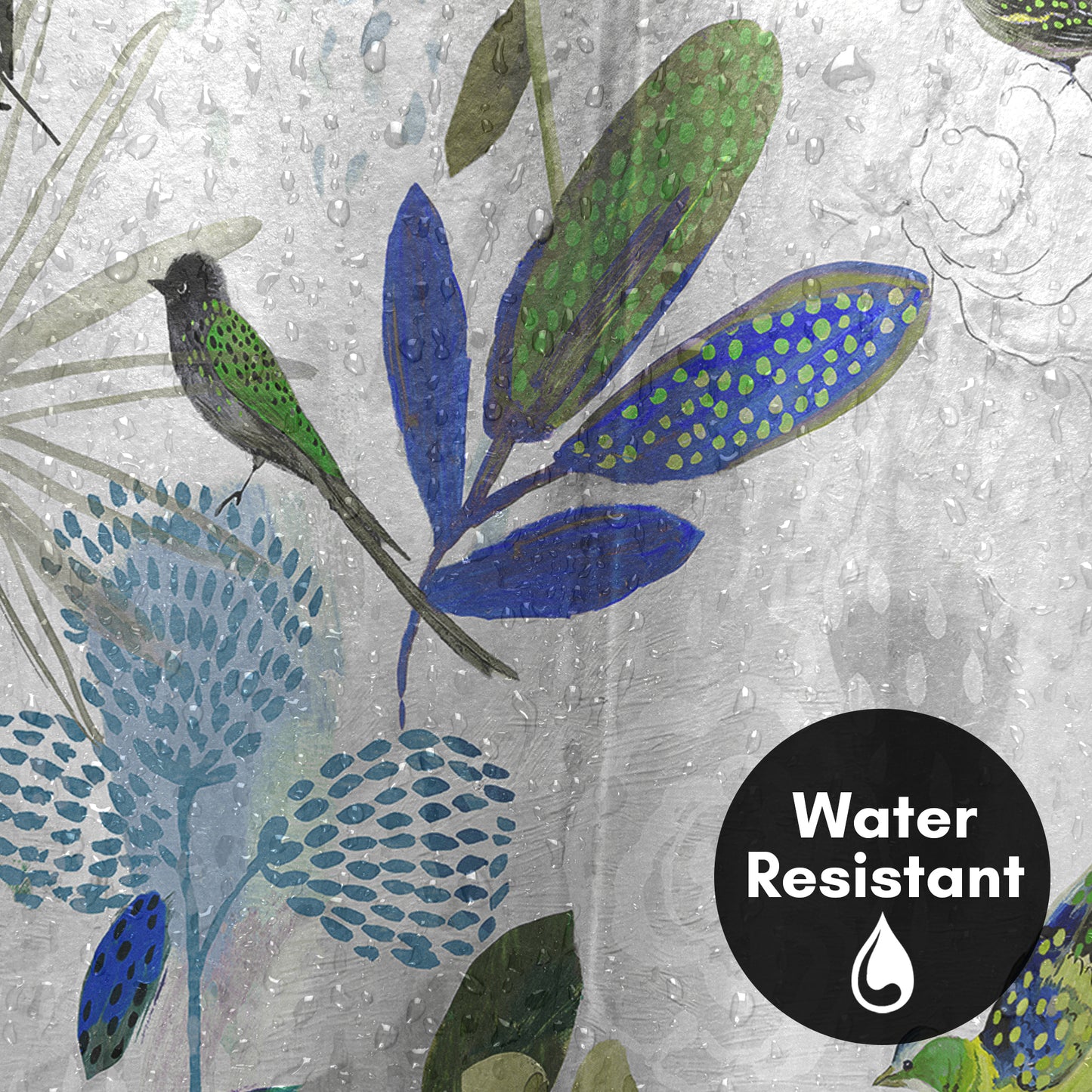 71x74 Abstract Shower Curtain with 12 Metal Grommets | Botanical Design