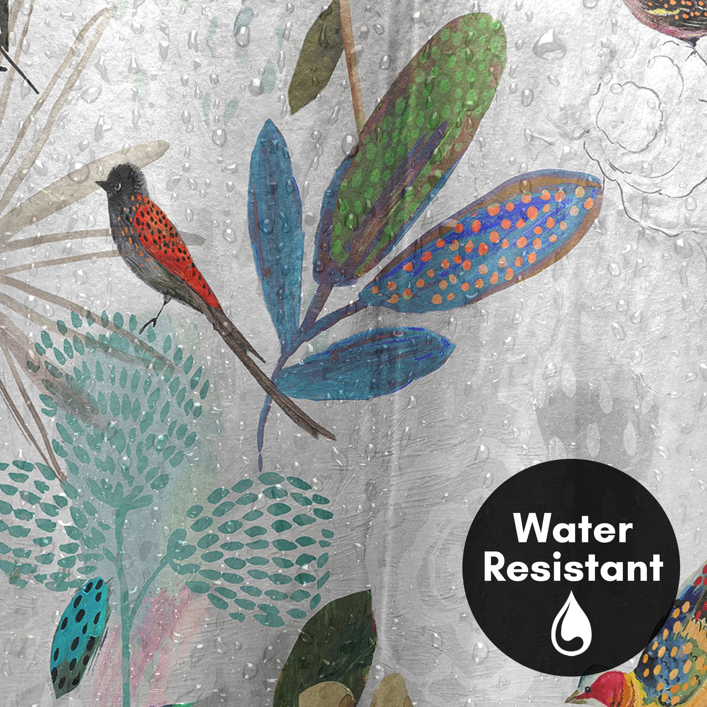 71x74 Abstract Shower Curtain with 12 Metal Grommets | Botanical Design