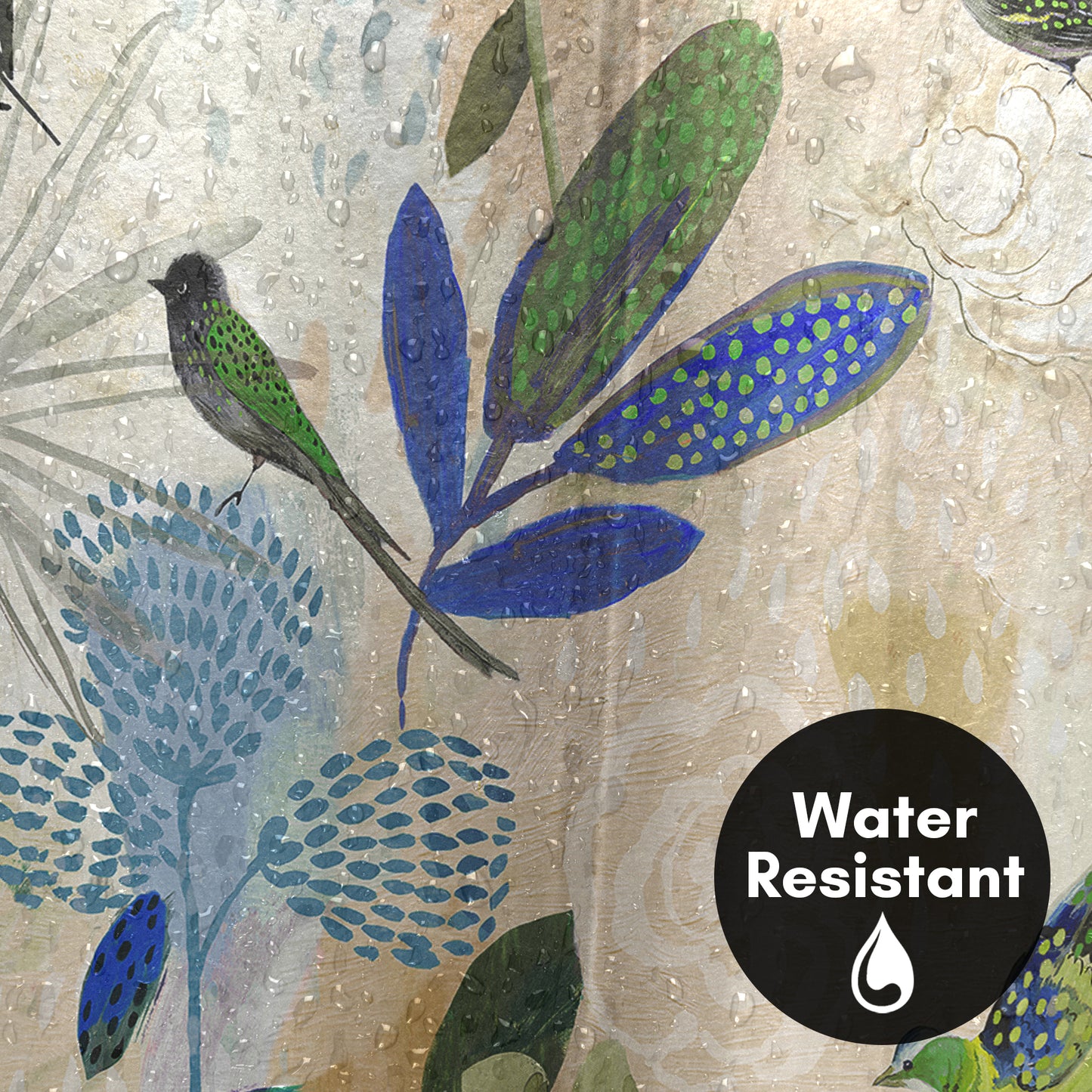 71x74 Abstract Shower Curtain with 12 Metal Grommets | Botanical Design