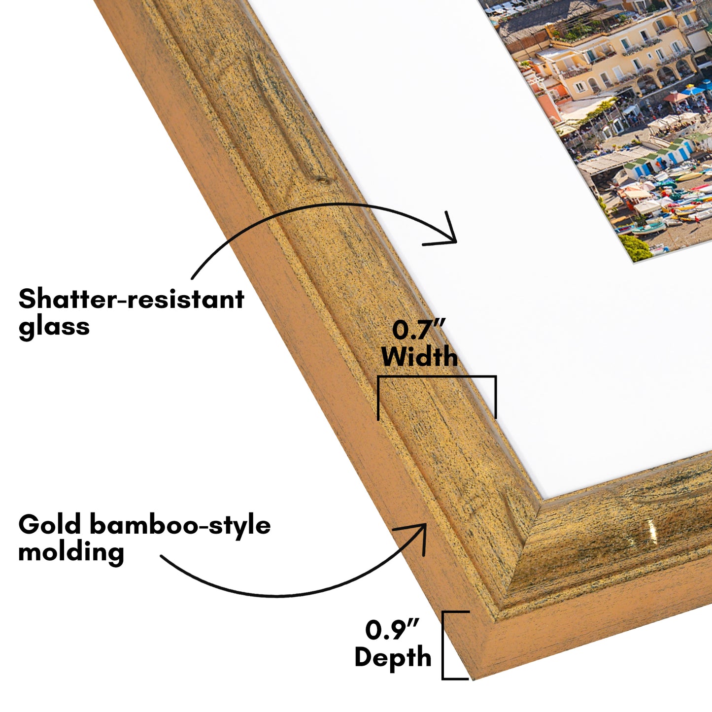Americanflat 8x10 Picture Frame with Mat | Faux Bamboo Molding | Shatter-Resistant Glass